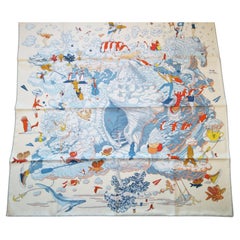 Hermes Crème / Bleu Clair / Multicolore Sur Mon Nuage scarf 90