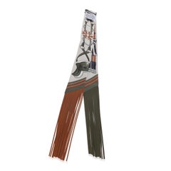 Hermès Crème Kaki Beige Dore Fringe Silk Jumping Twilly