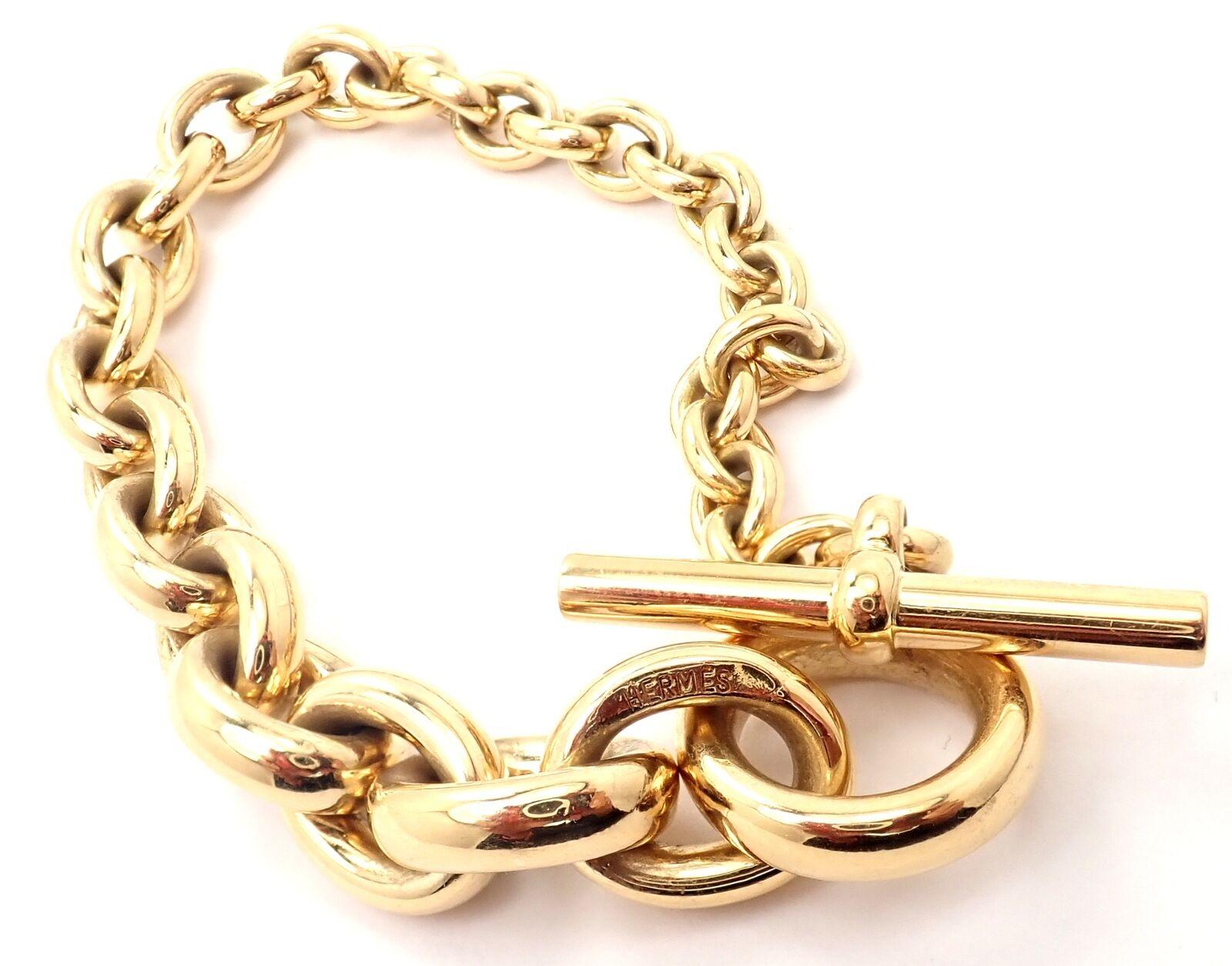 Hermes Crescendo Schweres Gelbgold-Armband mit Knopfleiste im Zustand „Hervorragend“ in Southampton, PA