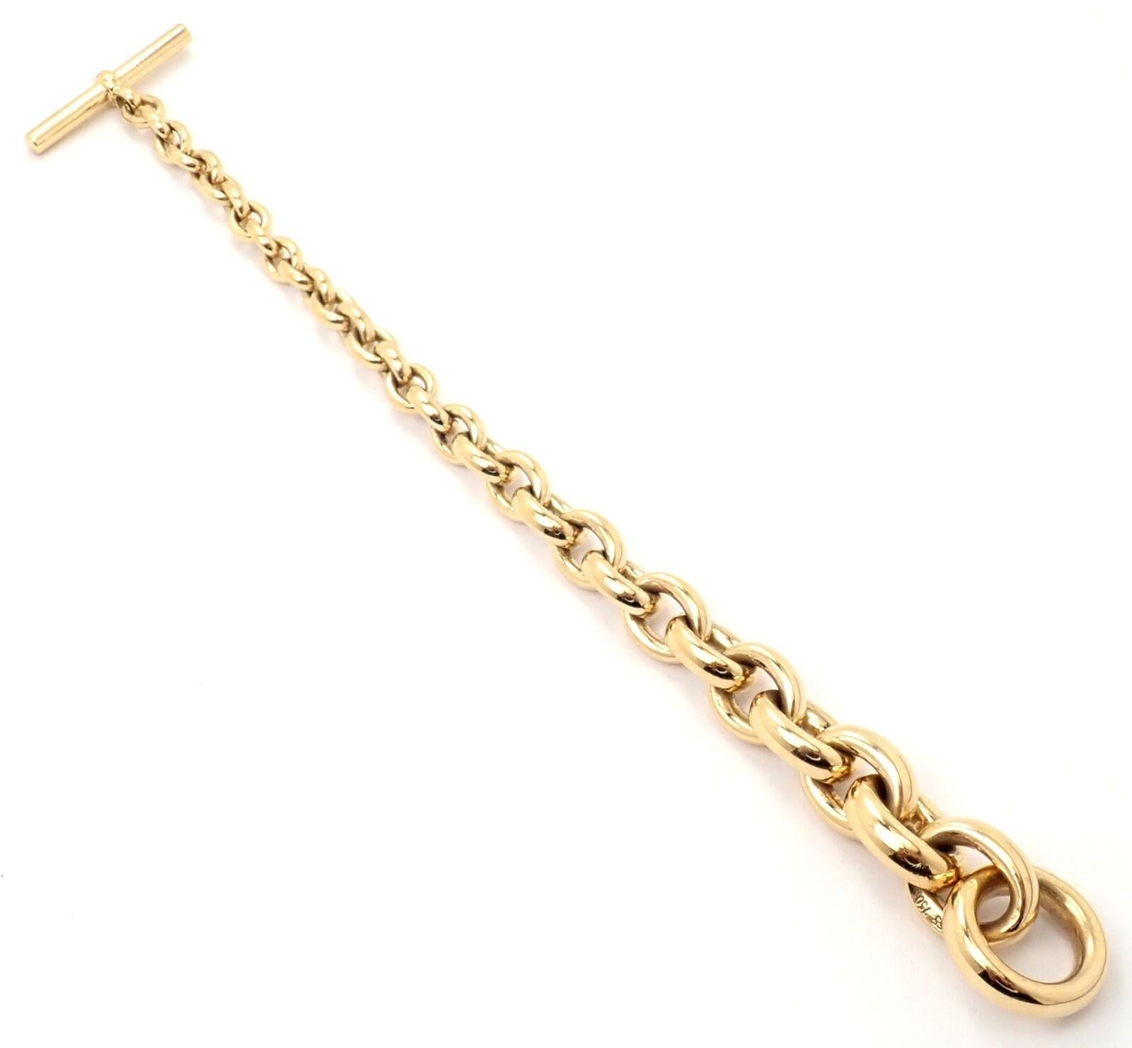Women's or Men's Hermes Crescendo Heavy Link Toggle Yellow Gold Bracelet