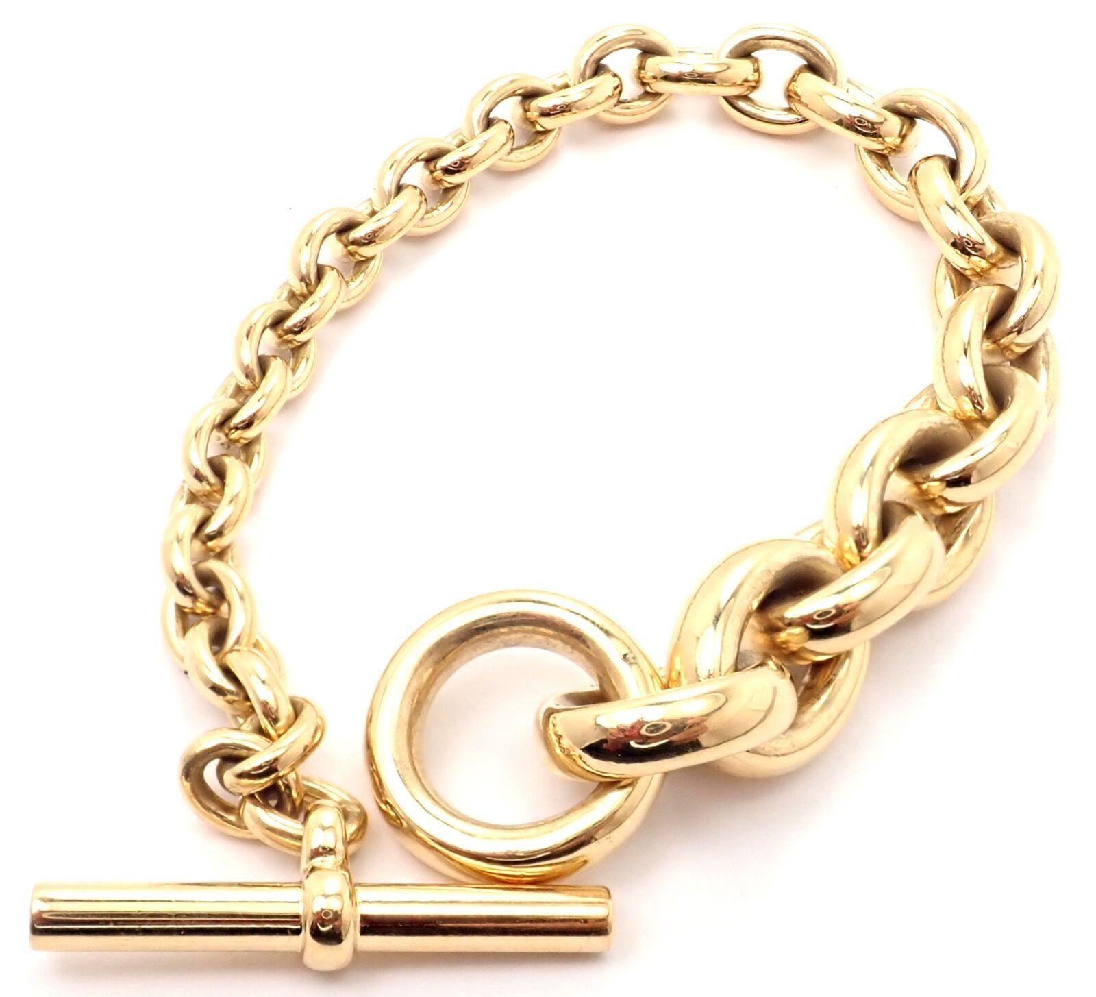 Hermes Crescendo Heavy Link Toggle Yellow Gold Bracelet 1
