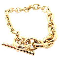 Hermes Crescendo Heavy Link Toggle Yellow Gold Bracelet