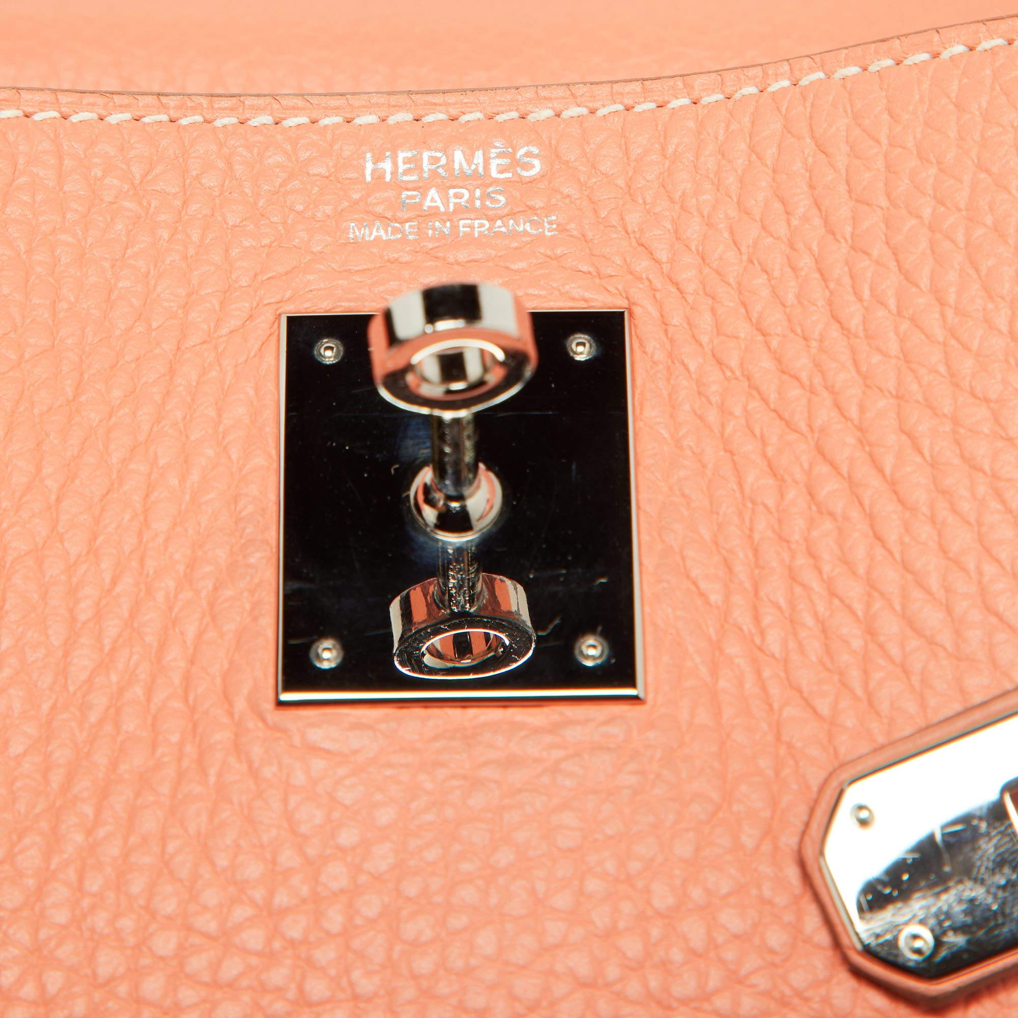 Hermes Crevette Taurillion Clemence Leather Palladium Finish Kelly II Retourne 3 5