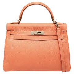 Hermes Crevette Taurillion Clemence Leather Palladium Finish Kelly II Retourne 3