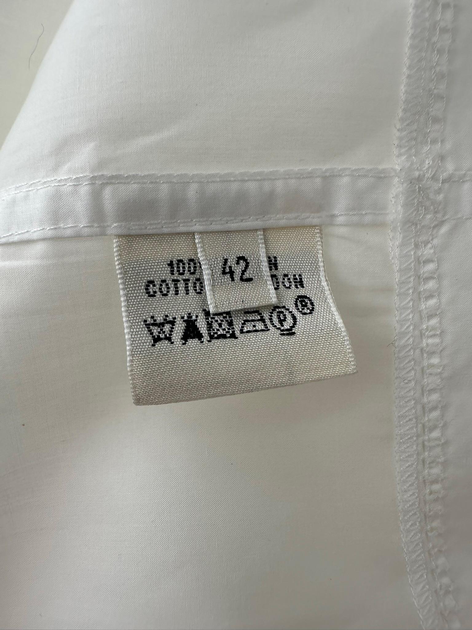 Hermes Crisp Sheer Weiß Baumwolle Kurze Ärmel Plissee-Schlappe Front Kleid 42 im Angebot 14