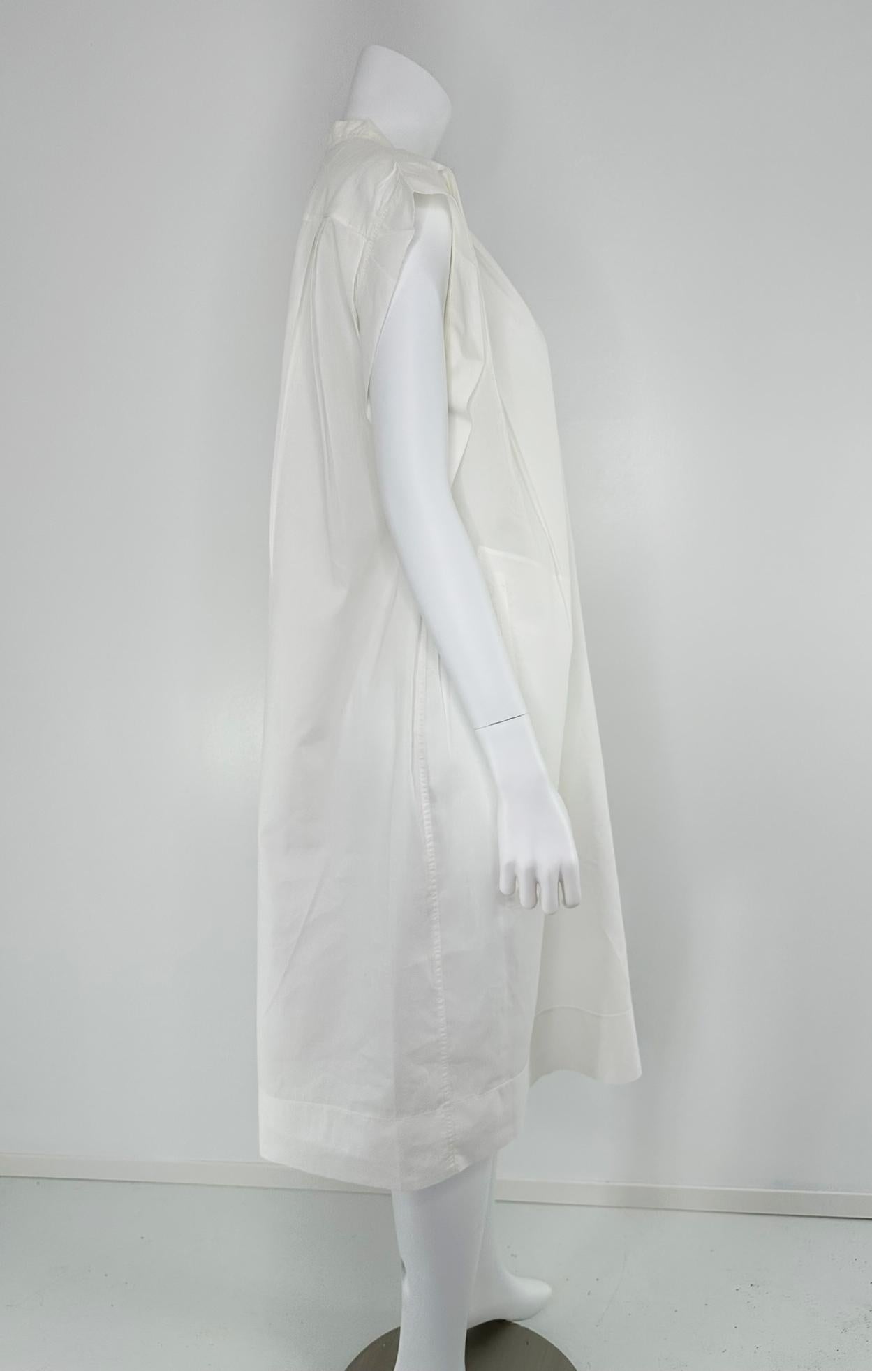 Hermes Crisp Sheer Weiß Baumwolle Kurze Ärmel Plissee-Schlappe Front Kleid 42 im Zustand „Gut“ im Angebot in West Palm Beach, FL