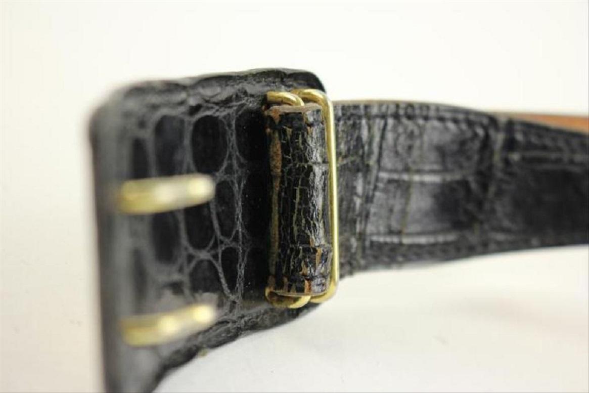 Hermès - Ceinture en crocodile noir 106HERA823 en vente 1