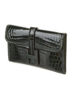 Hermes Crocodile Exotic Leather 'H' Logo  Evening Wallet Clutch Flap Bag