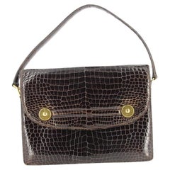 Hermes Crocodile Floride Bag in Brown Leather