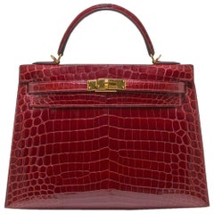 Hermès Crocodile Kelly 32 Rouge
