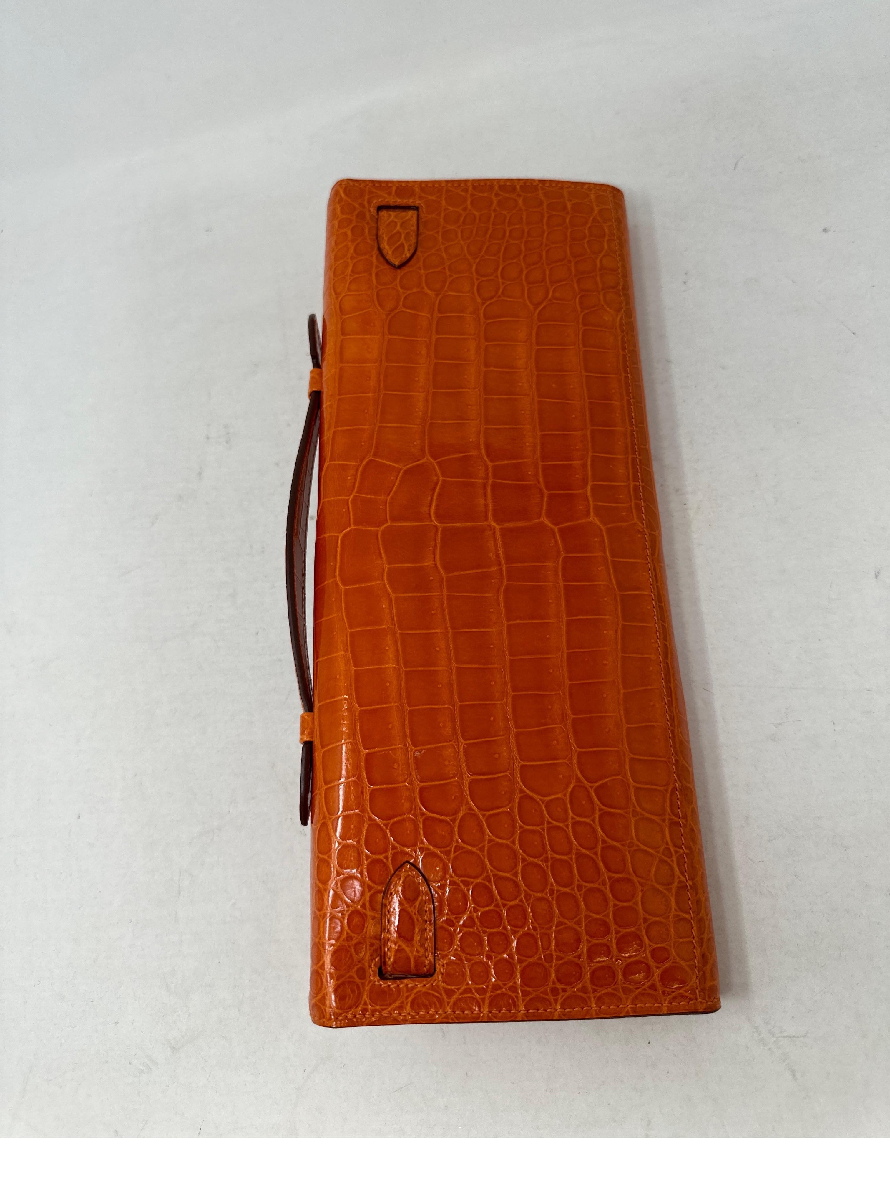 Hermes Crocodile Kelly Cut Clutch 6