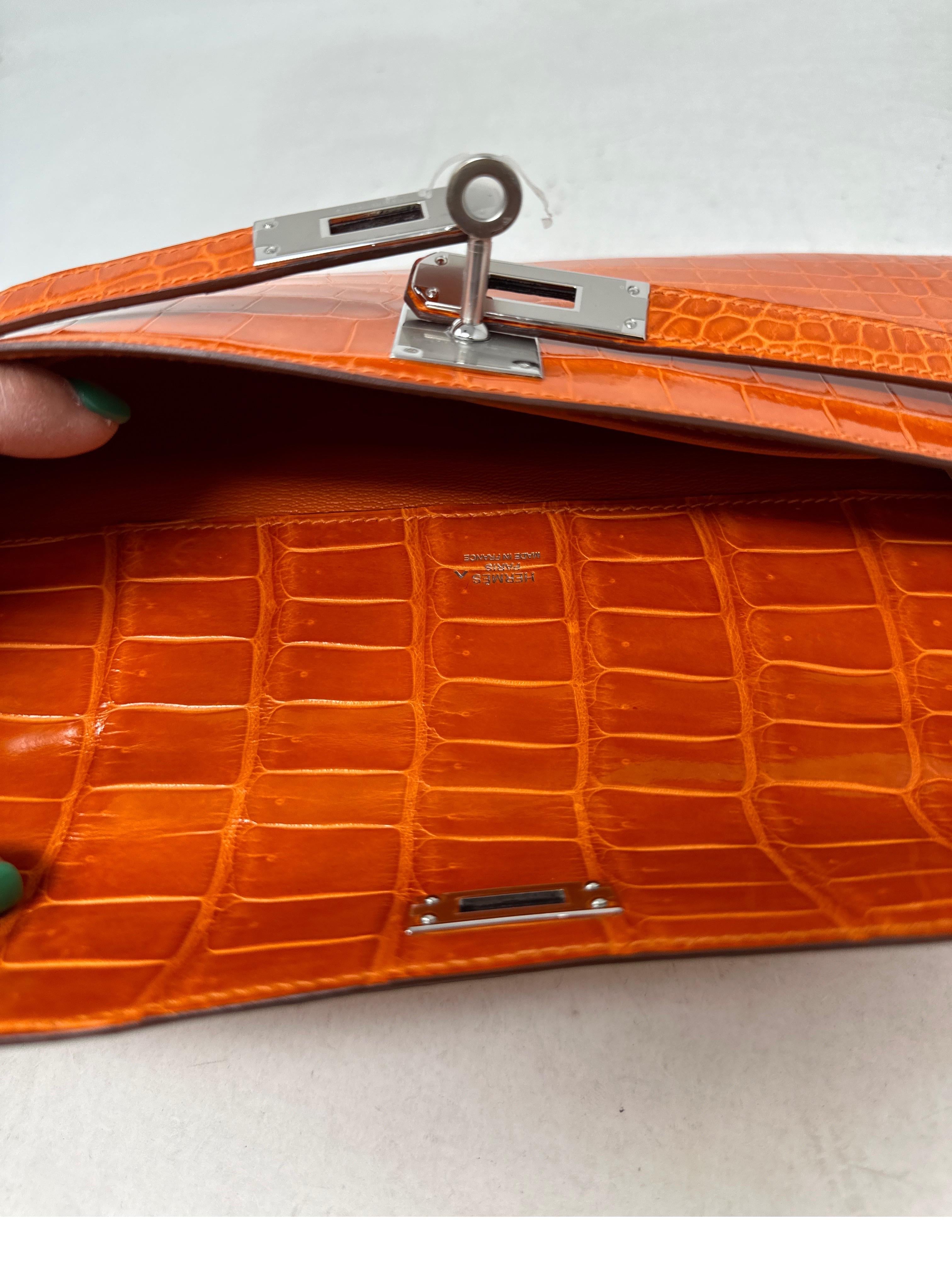 Hermes Crocodile Kelly Cut Clutch  13