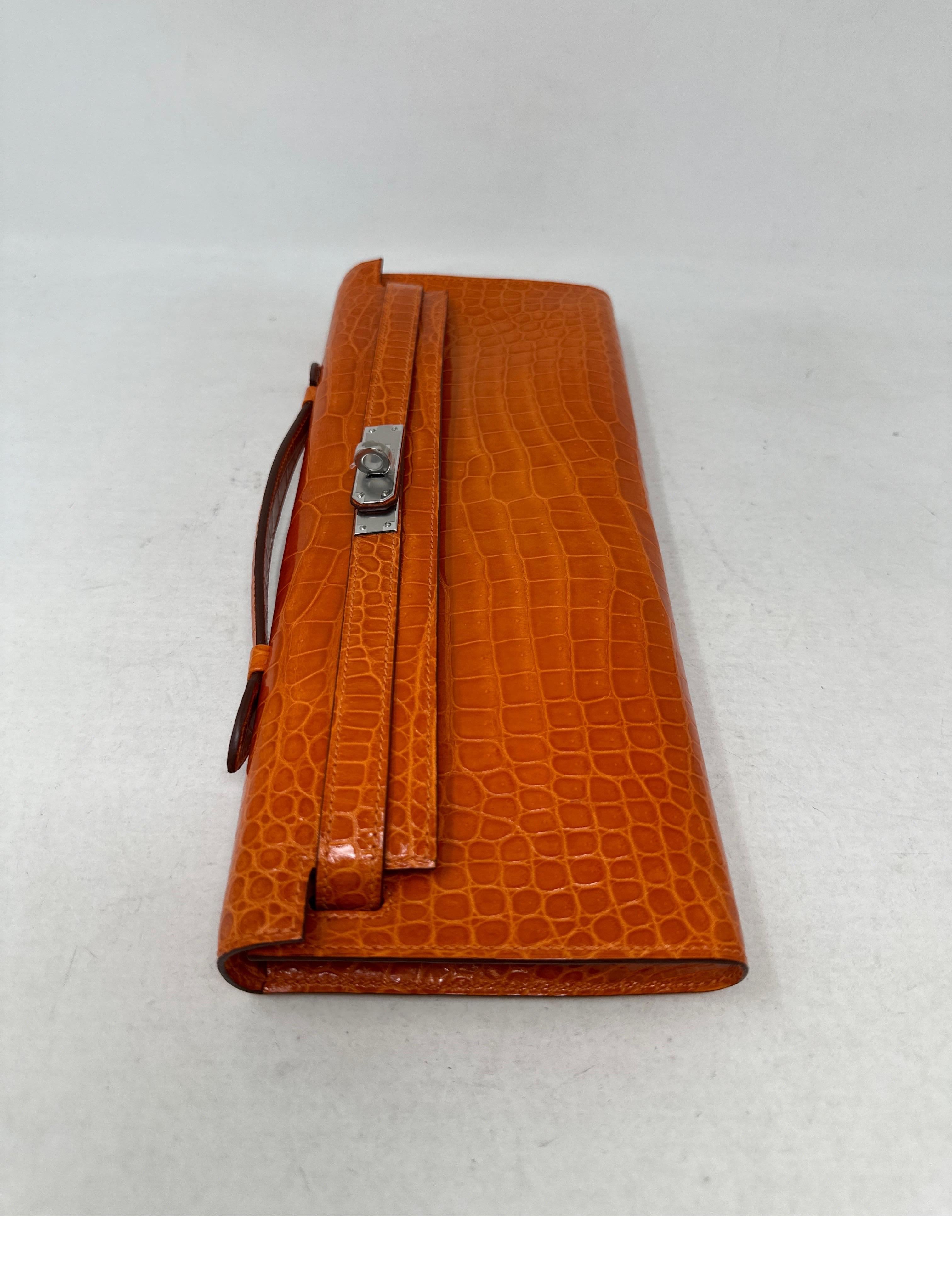 Hermes Crocodile Kelly Cut Clutch 2