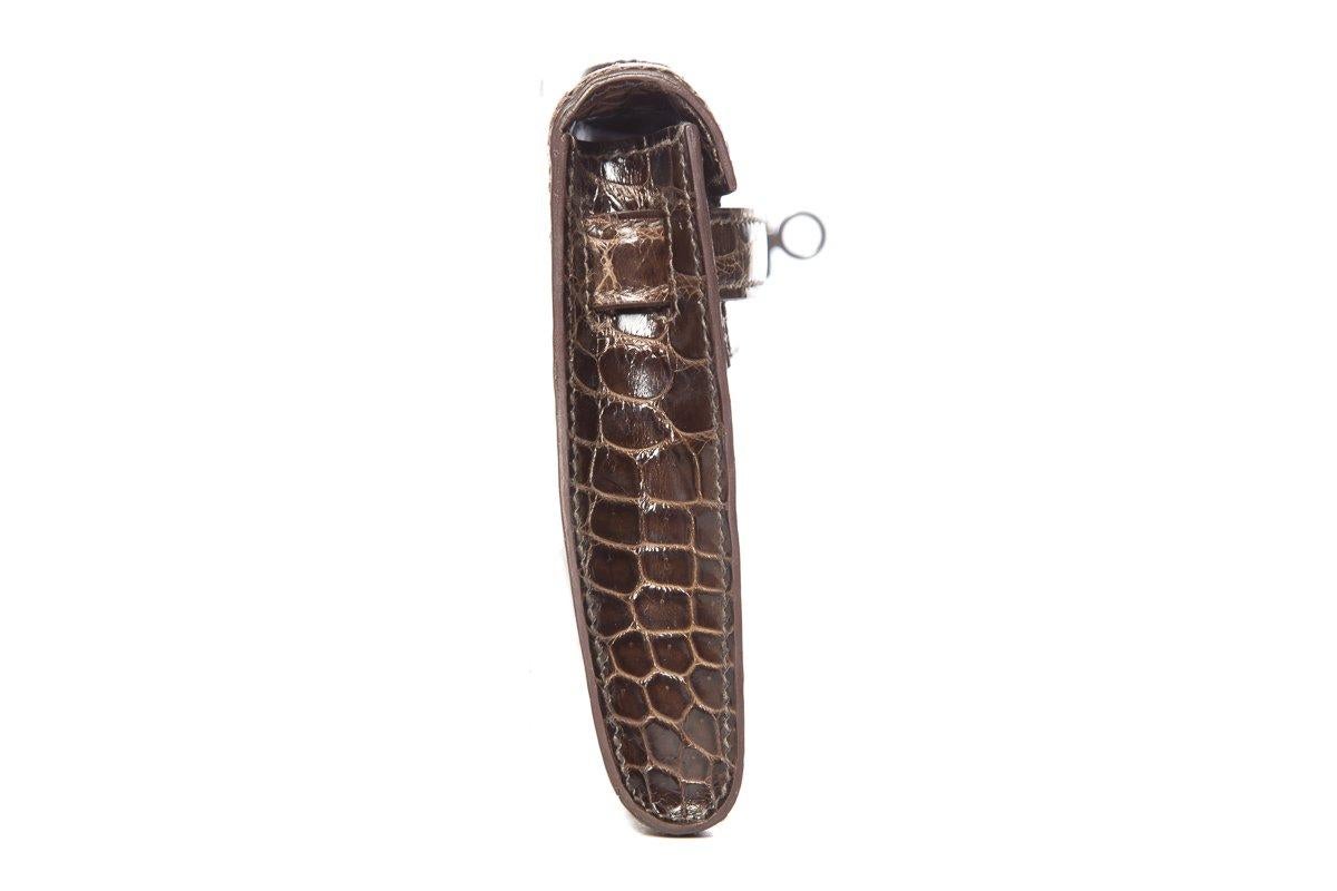 Black HERMÈS  Crocodile Kelly Cut Longue Clutch For Sale