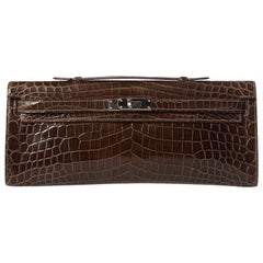 HERMÈS Crocodile Kelly Cut Longue Clutch