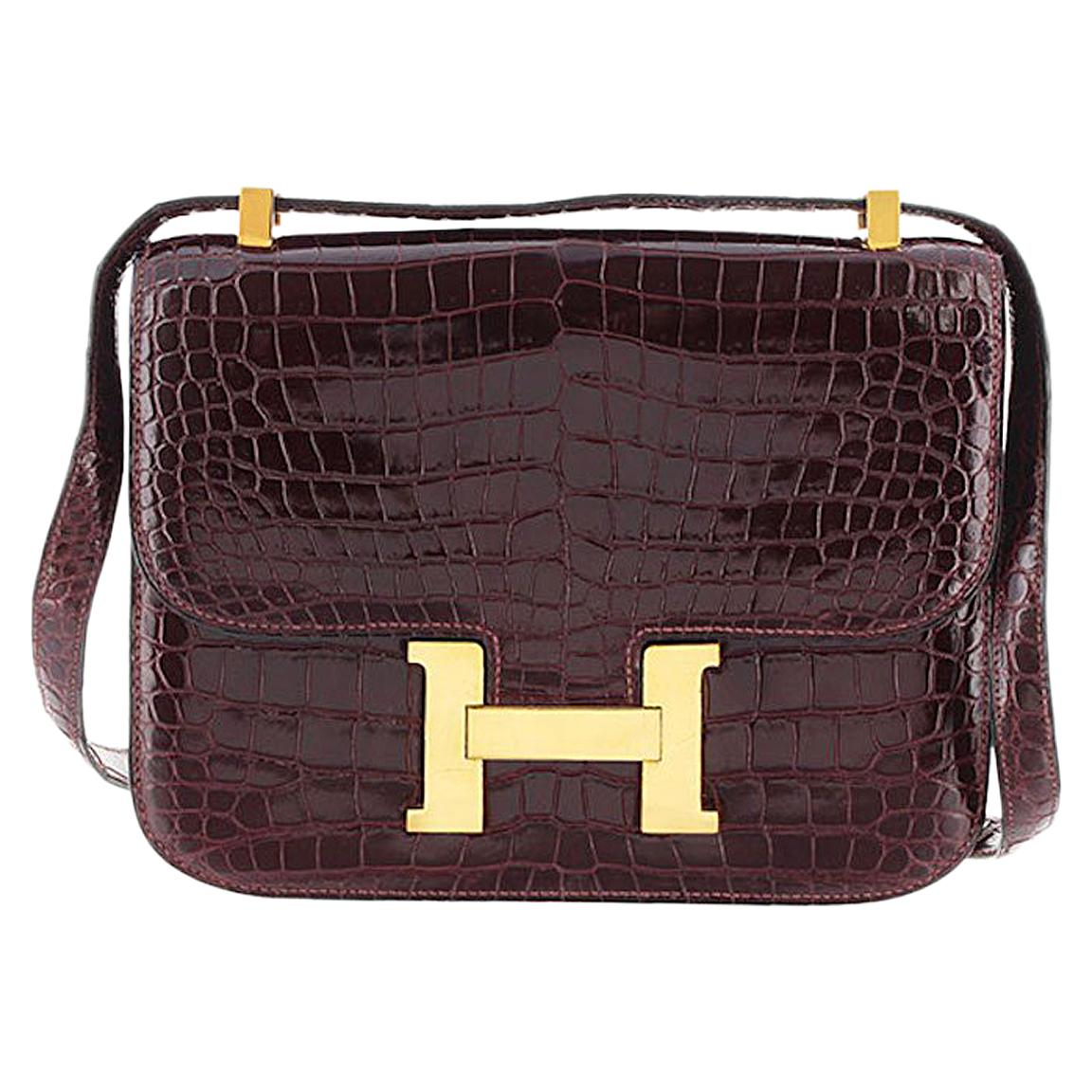 Hermes Crocodile Leather Constance 23 Crossbody Bag