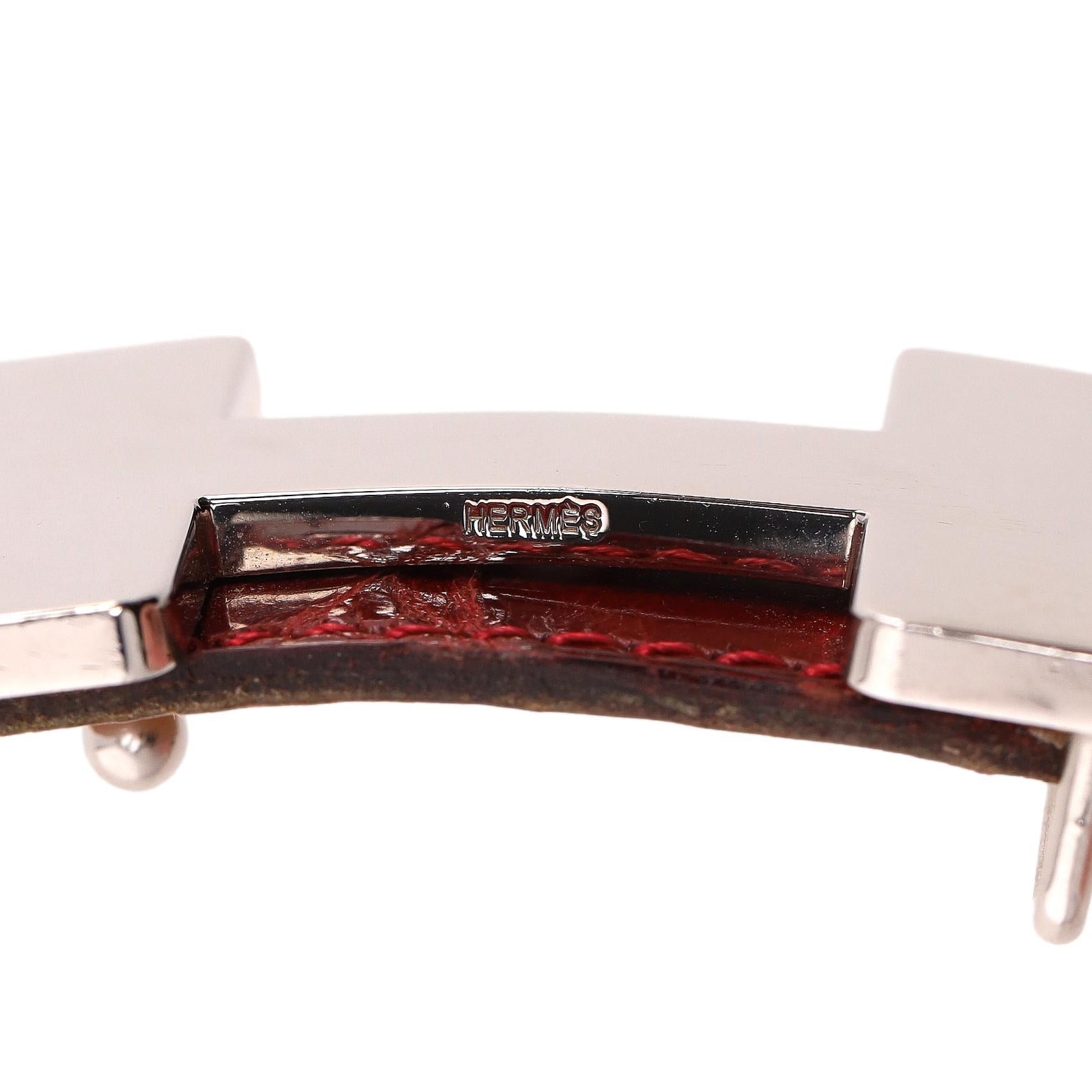 Cinturón Hermes Cocodrilo Porosus Hebilla 