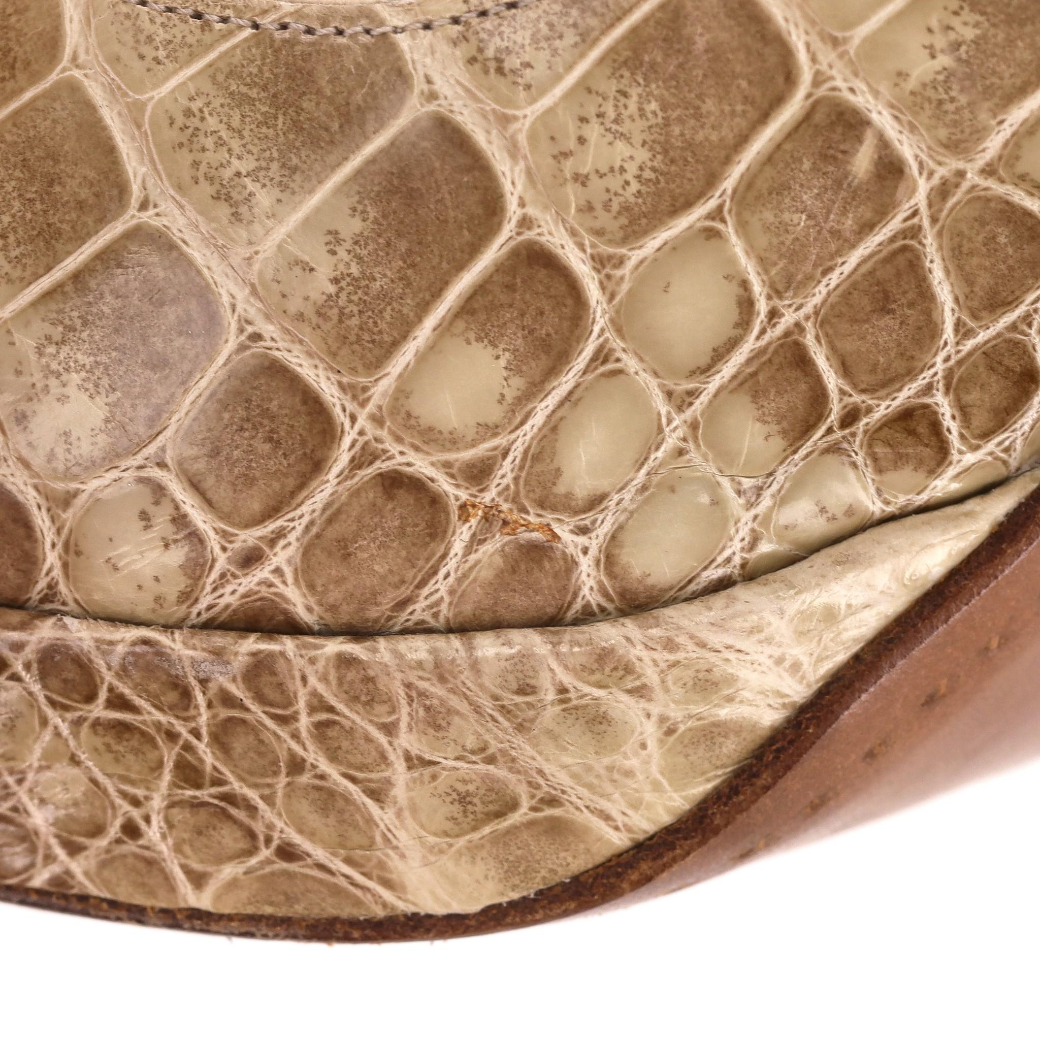 Hermes Crocodile Skin Peep-Toe Pumps For Sale 2