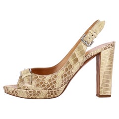 Hermes Krokodilleder Peep-Toe-Pumps