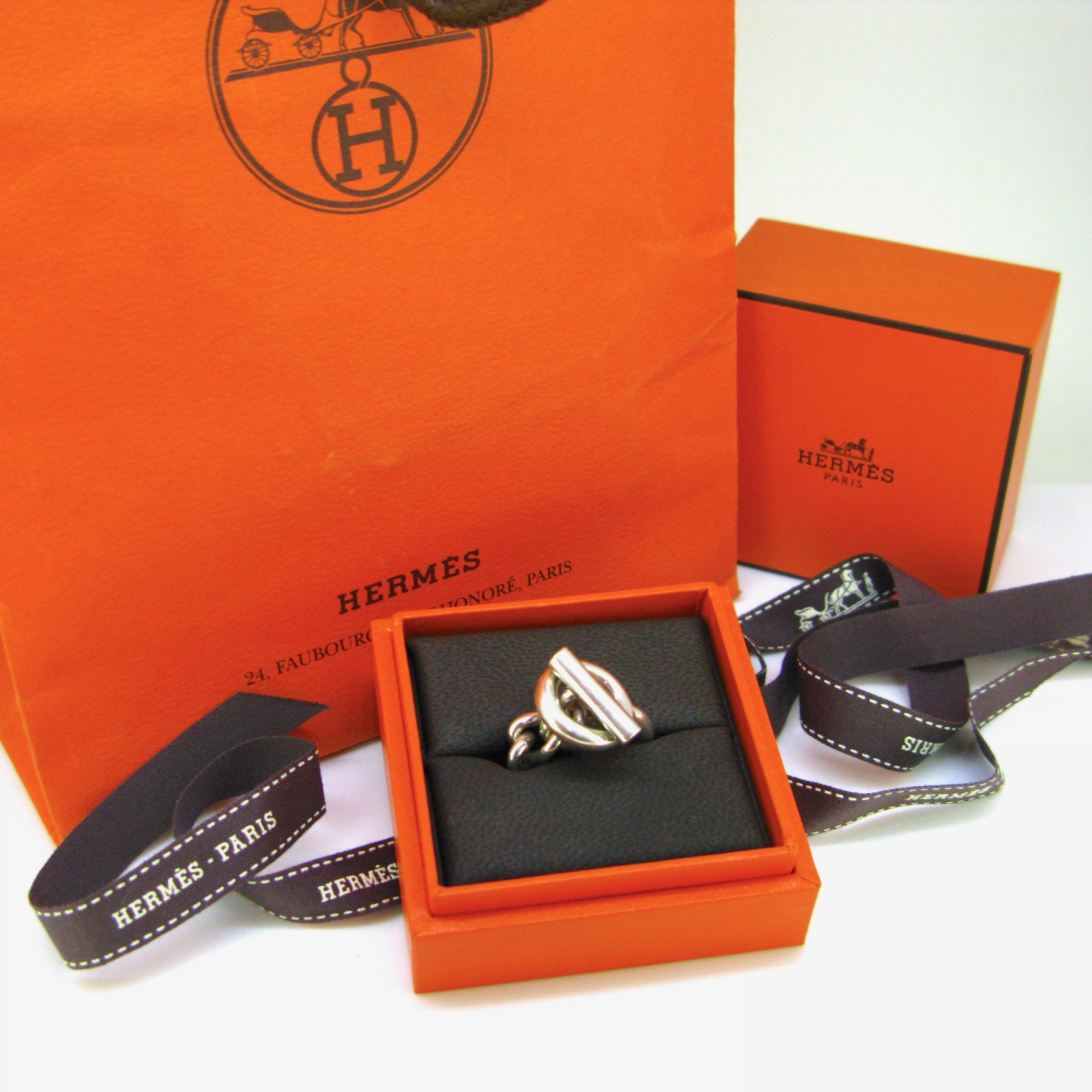 Hermès Croisette Chain Ring, Silver 925 2