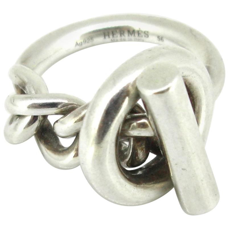 Hermès Croisette Chain Ring, Silver 925