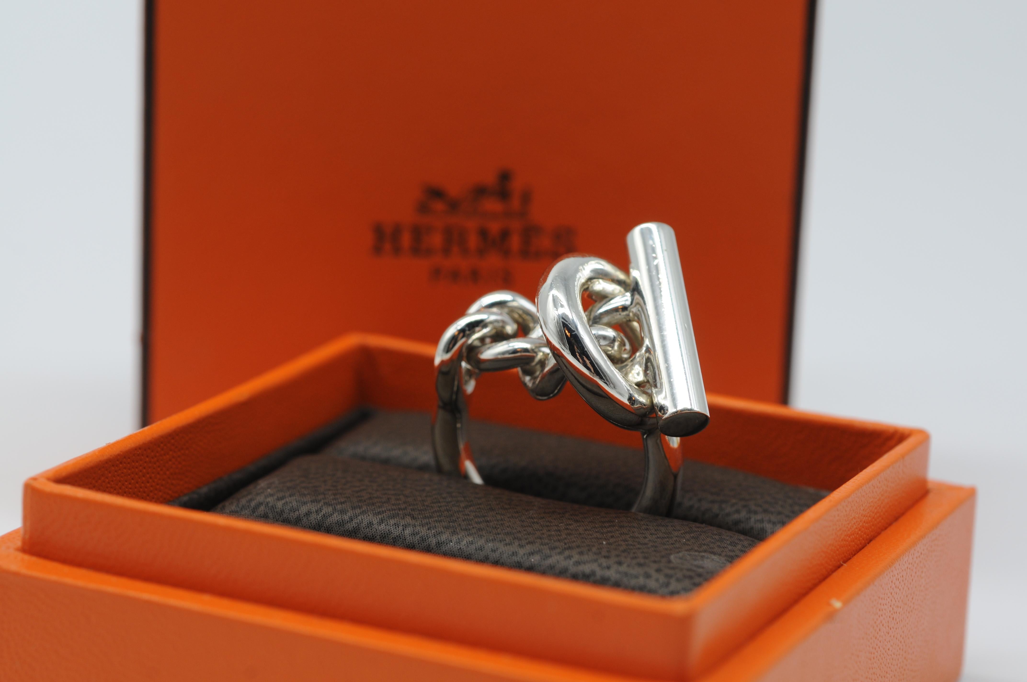 Hermes Croisette Silber Ring Größe:55=7.25(EU:US) im Angebot 5