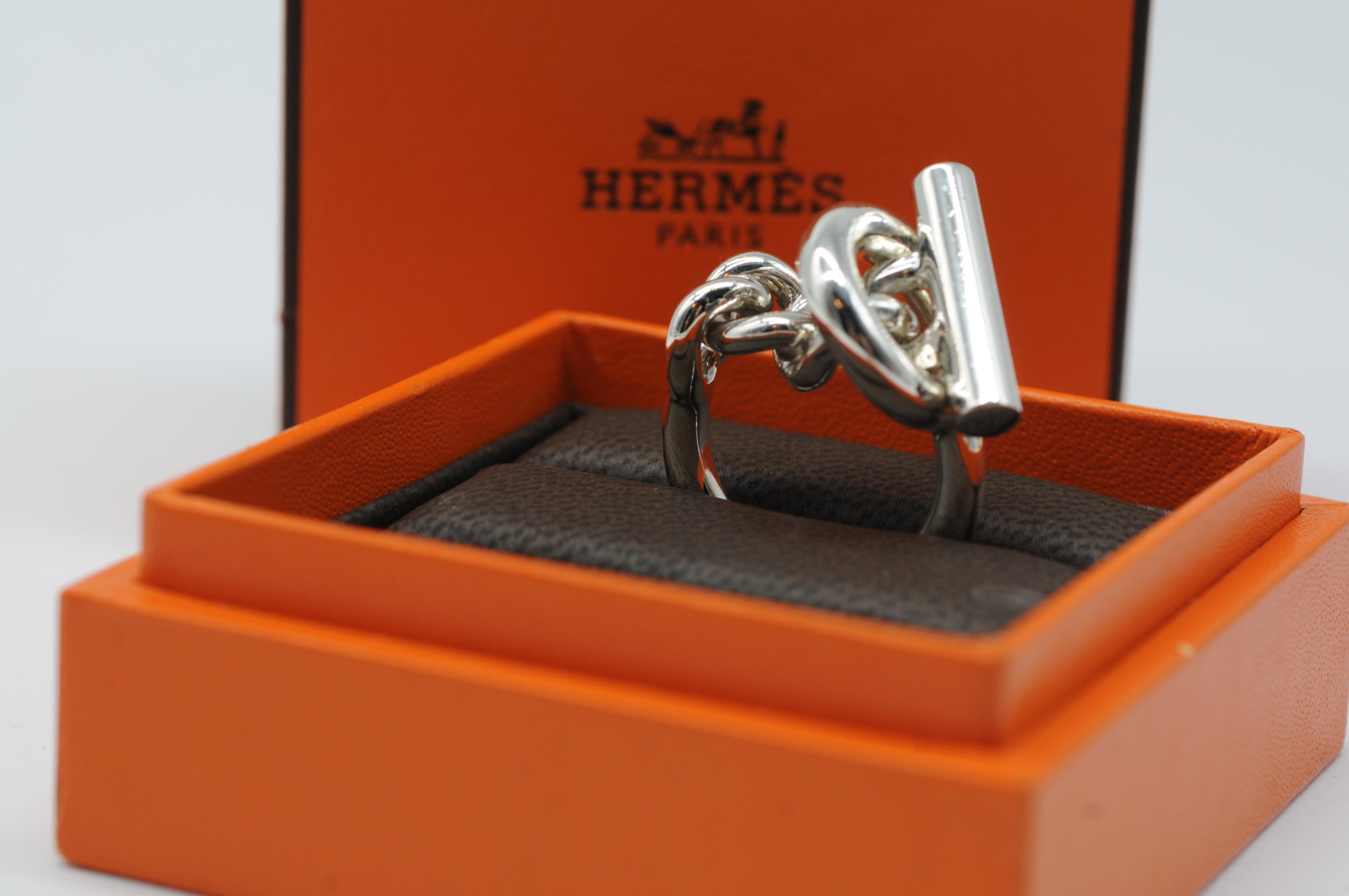 Hermes Croisette Silver ring Size:55=7.25(EU:US) For Sale 3
