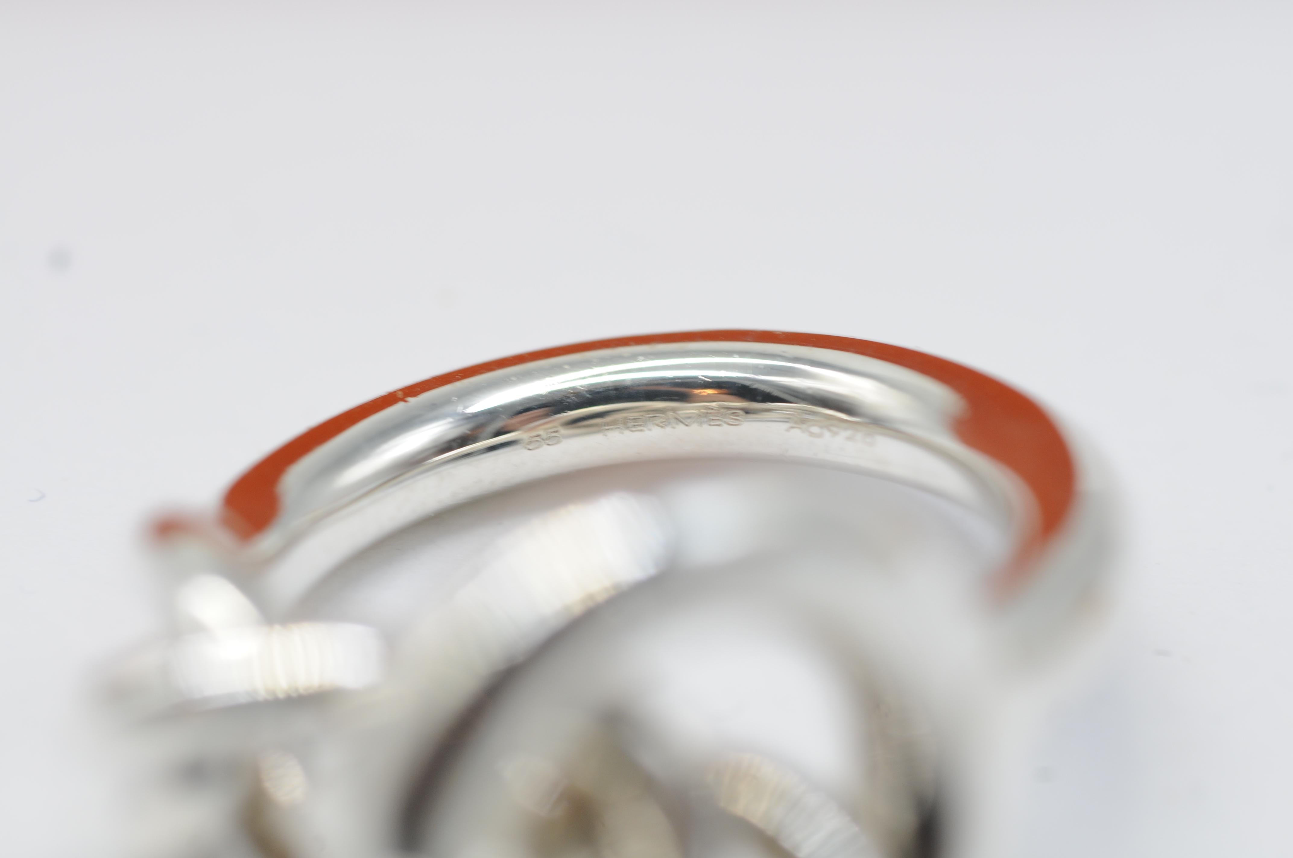 Hermes Croisette Silber Ring Größe:55=7.25(EU:US) im Angebot 8