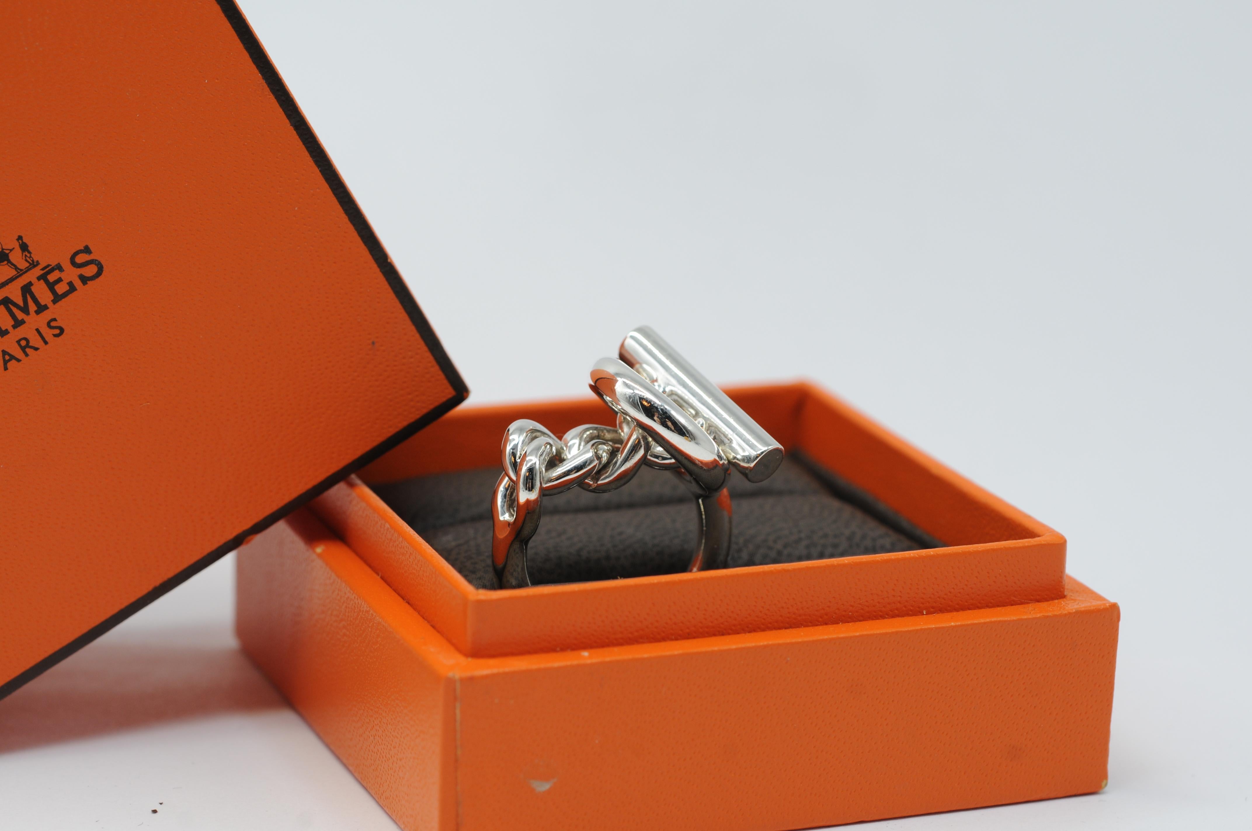 Hermes Croisette Silber Ring Größe:55=7.25(EU:US) im Zustand „Gut“ im Angebot in Berlin, BE