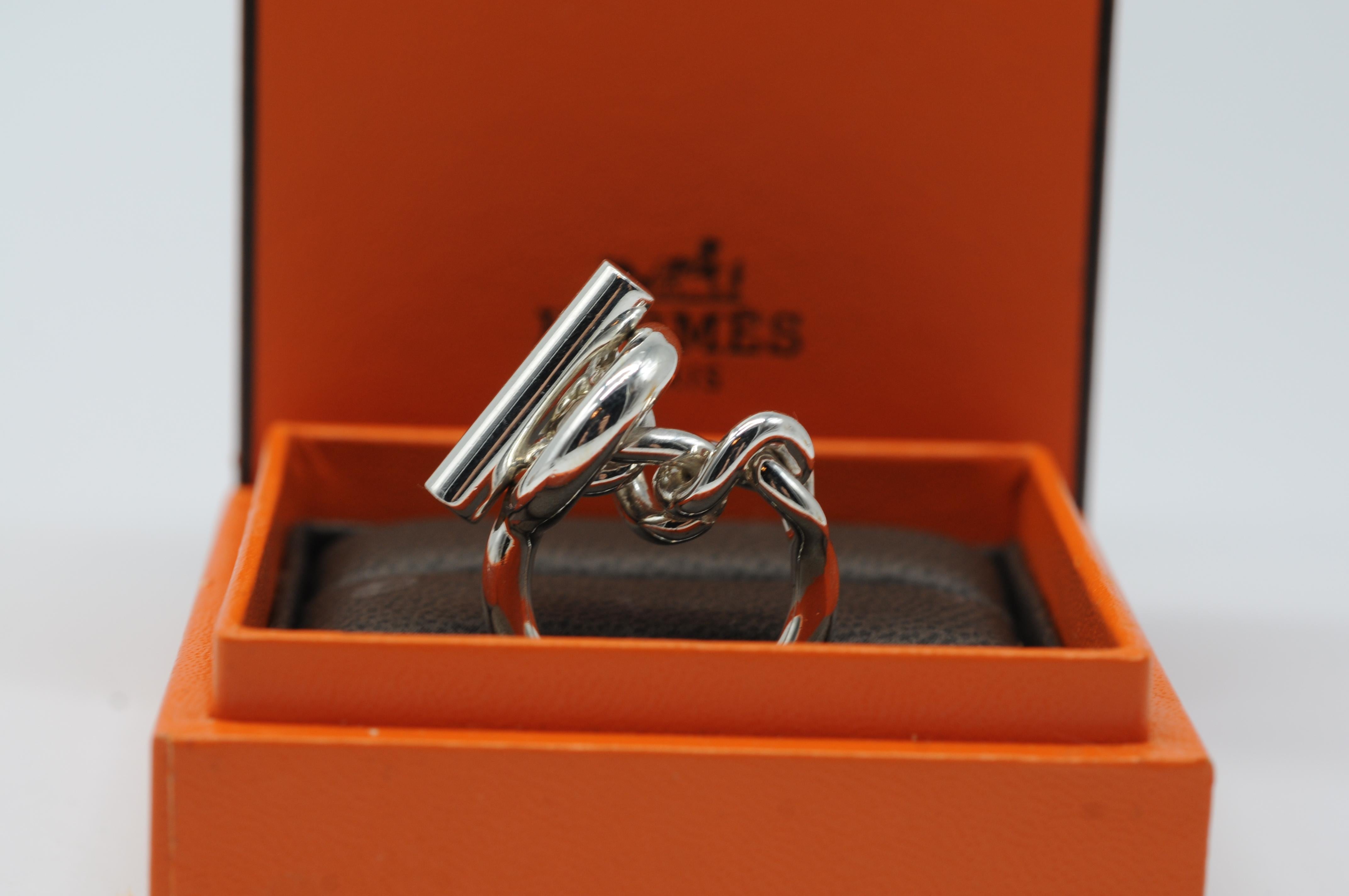 Hermes Croisette Silber Ring Größe:55=7.25(EU:US) im Angebot 1