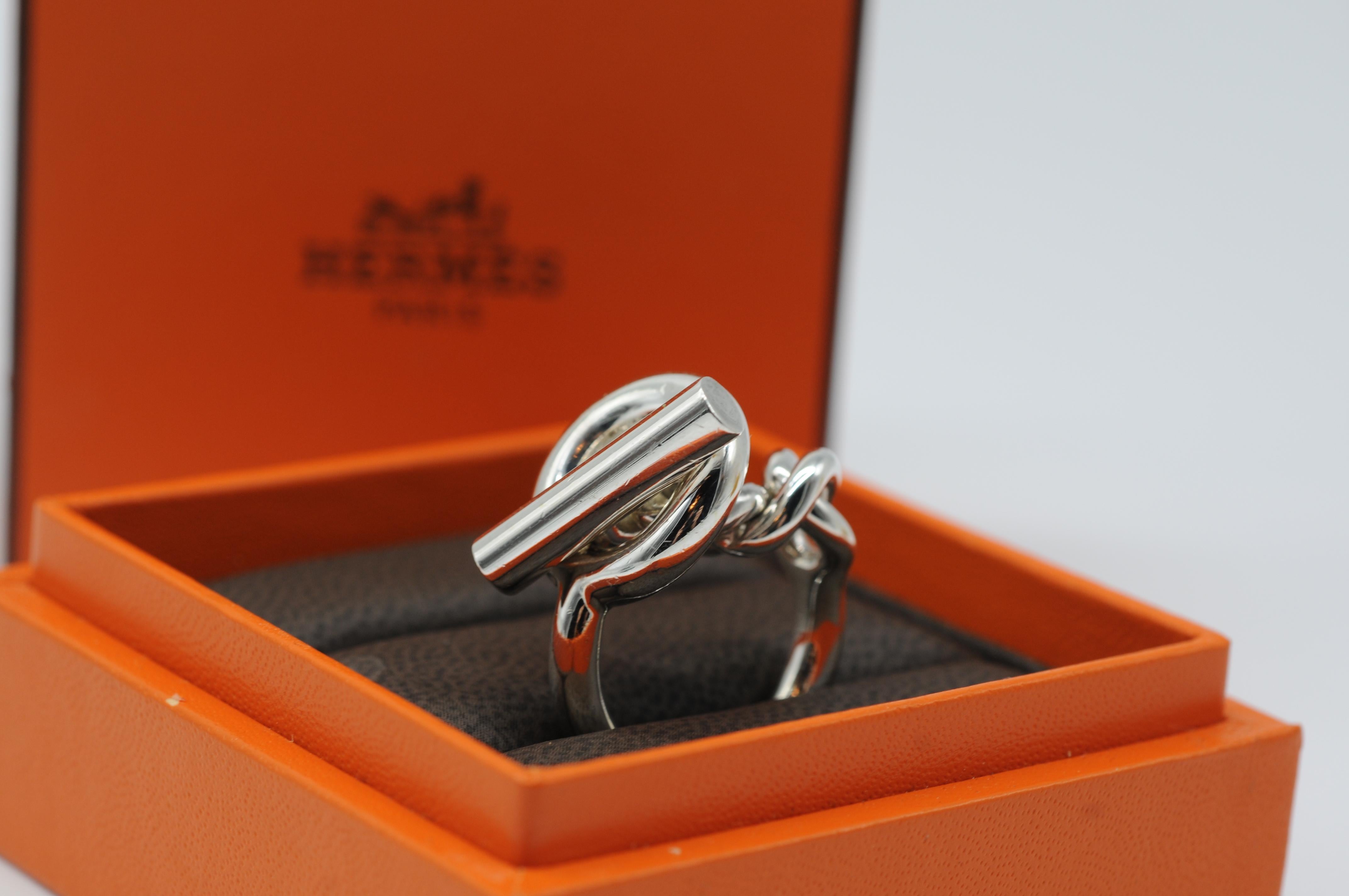 Women's or Men's Hermes Croisette Silver ring Size:55=7.25(EU:US) For Sale