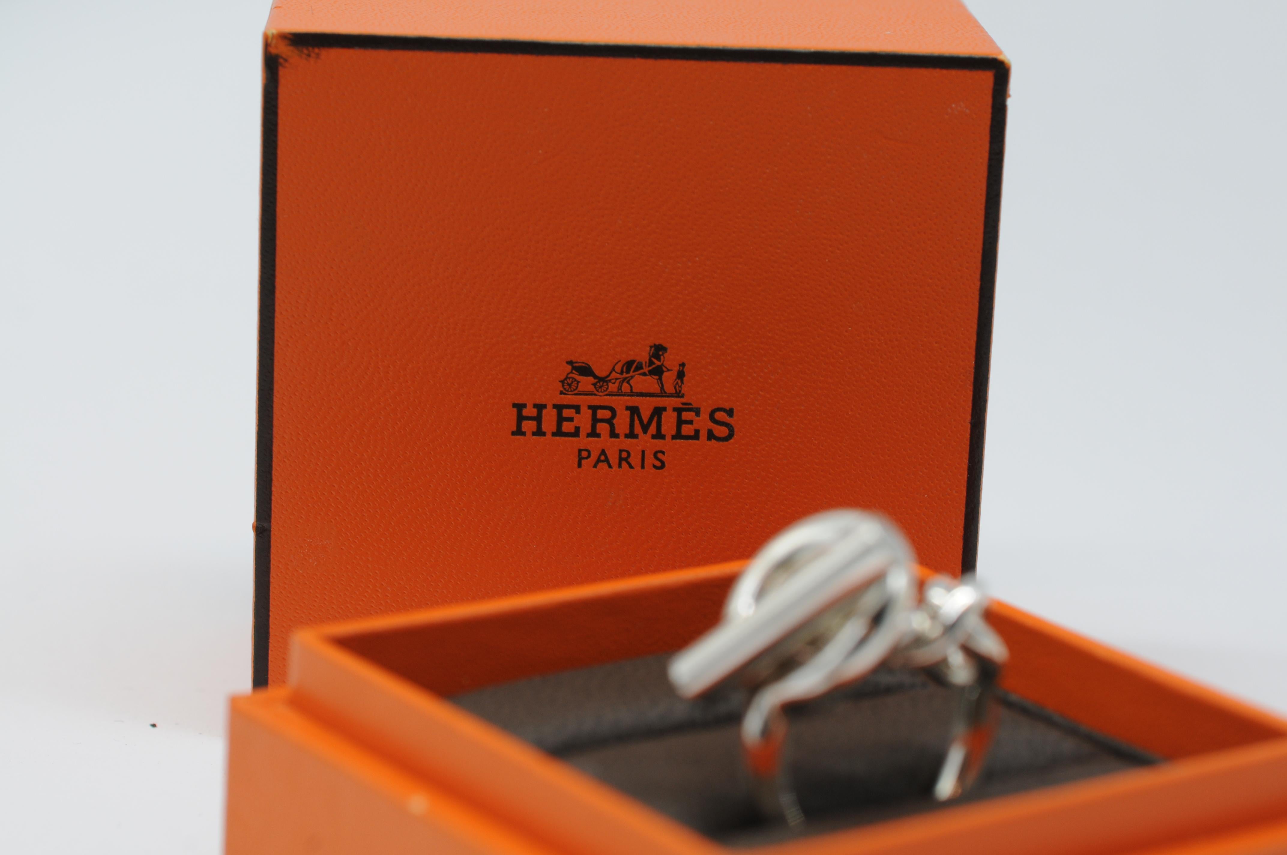 Hermes Croisette Silber Ring Größe:55=7.25(EU:US) im Angebot 4