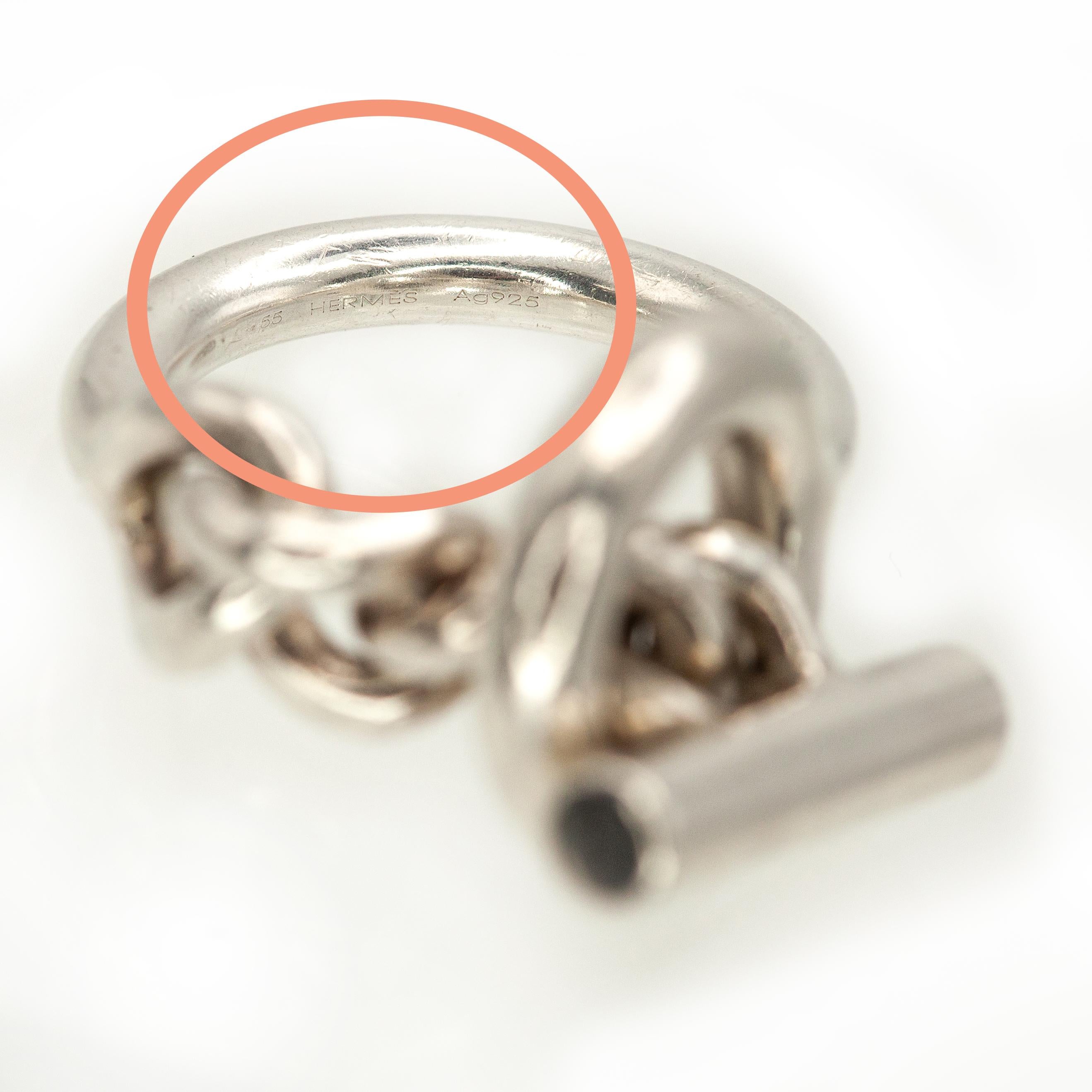 Bague à anneau en argent Hermès Croisette - Large 6