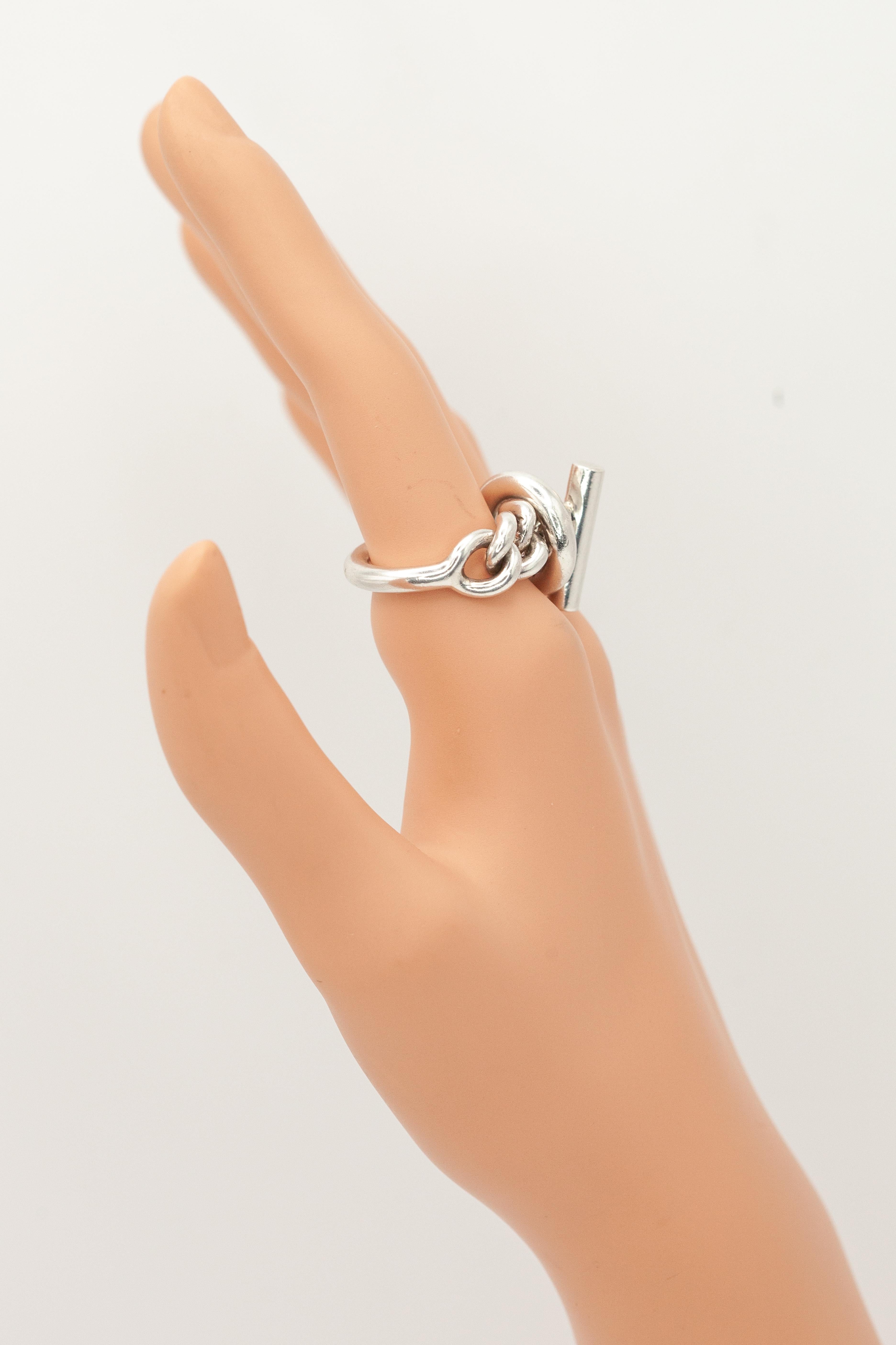 Moderne Bague à anneau en argent Hermès Croisette - Large