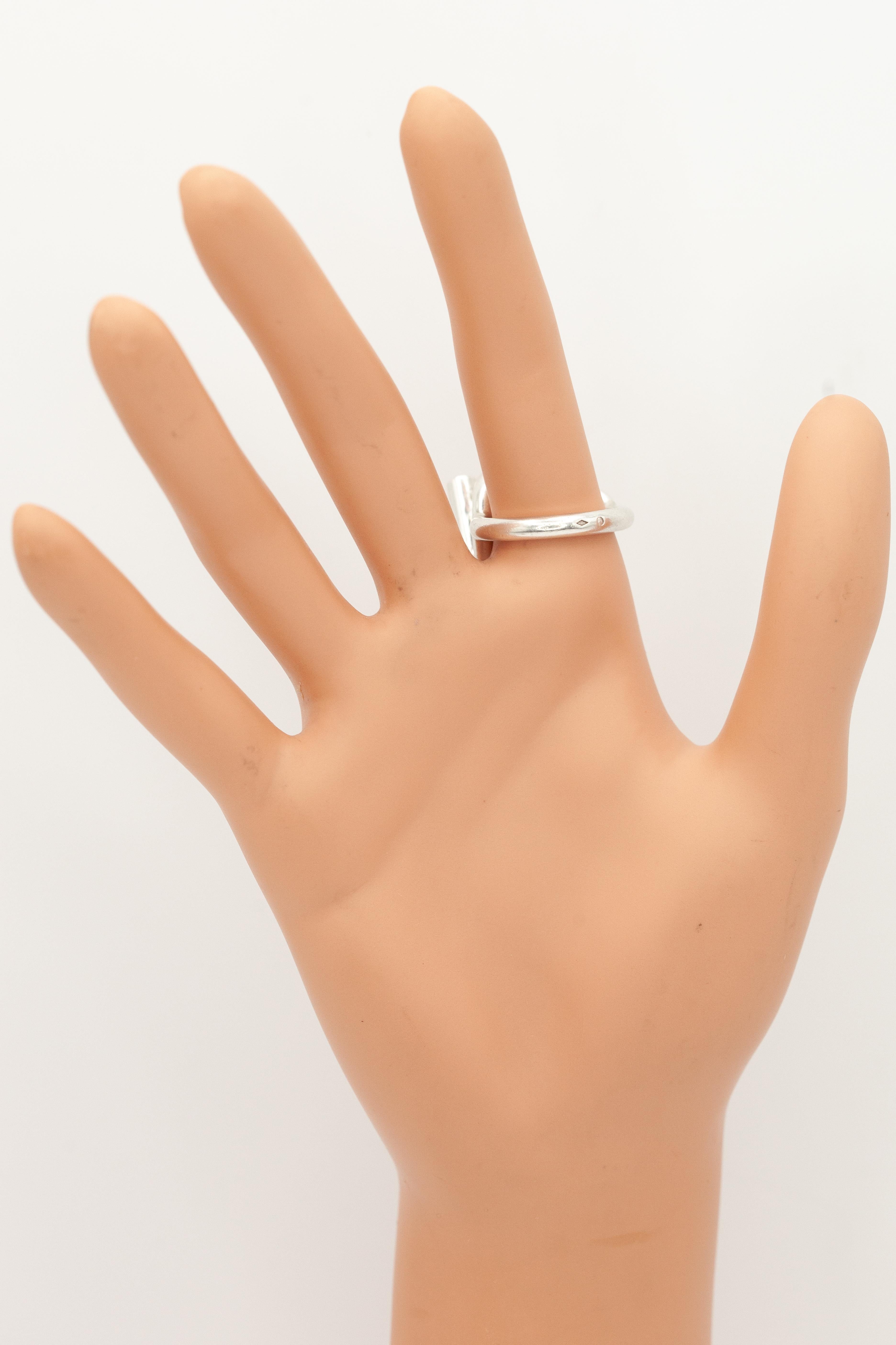 Bague à anneau en argent Hermès Croisette - Large Unisexe 
