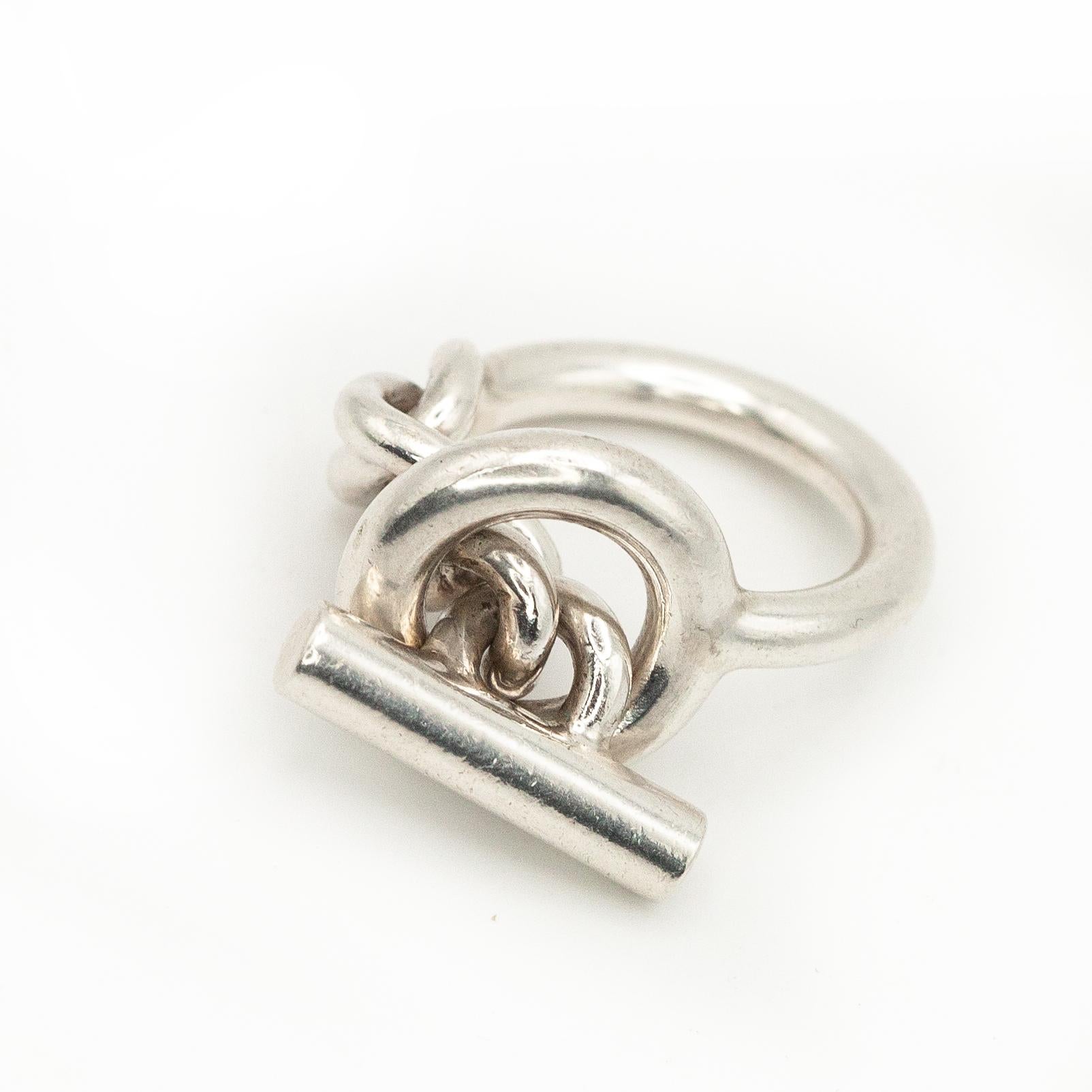 Bague à anneau en argent Hermès Croisette - Large 1