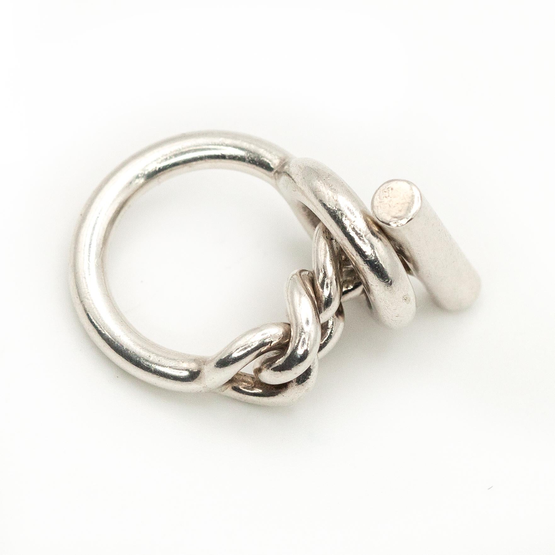 Bague à anneau en argent Hermès Croisette - Large 3