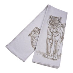 Hermes Croquis De Tigre Blanket Gris Cashmere New w/ Box