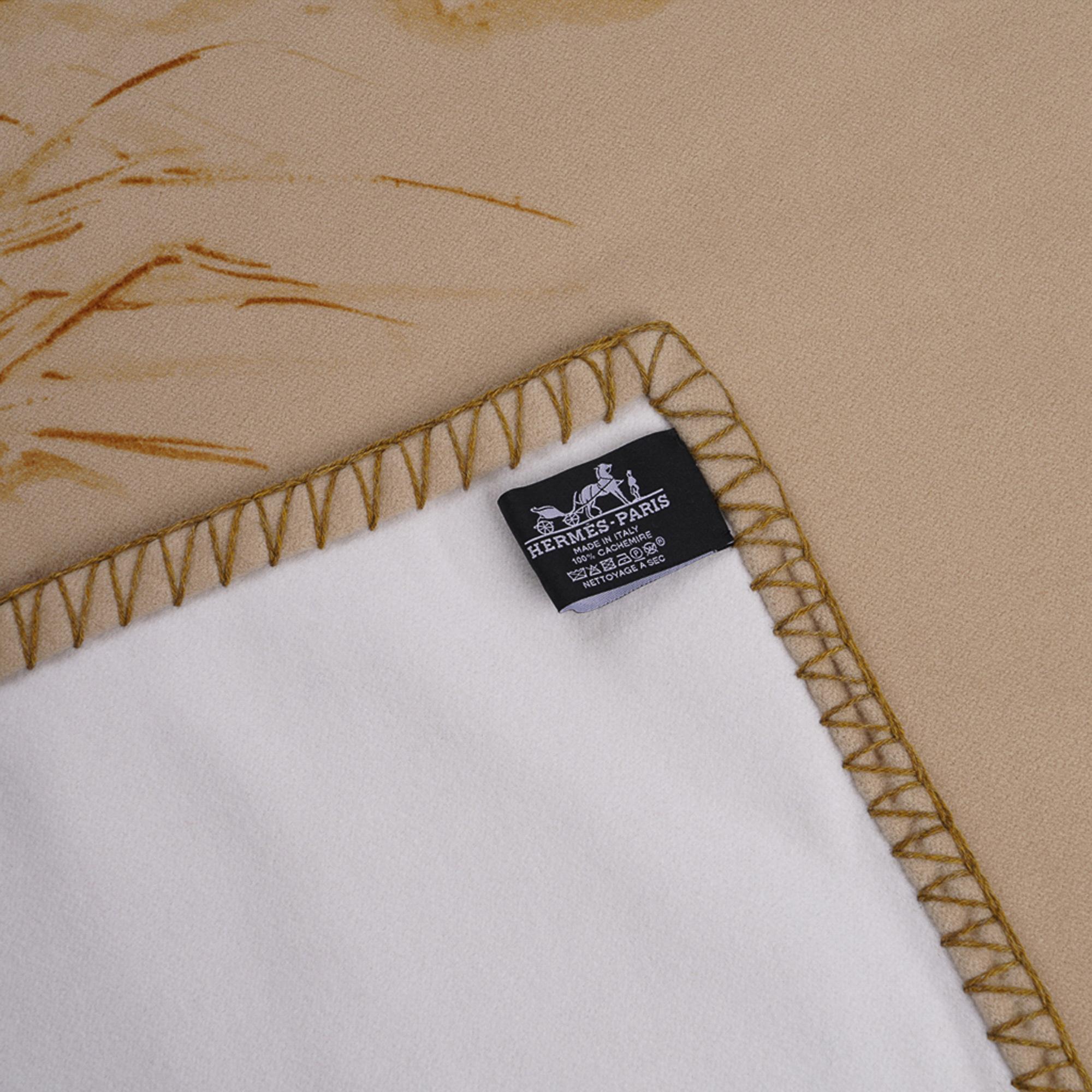 Beige Hermes Croquis De Tigre Blanket Naturel Cashmere New w/ Box For Sale