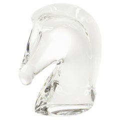 Hermes Crystal Horse Head Decorative Table Desk Paperweight Sculpture in Box