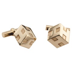 HERMES Cubed H 18K Gold Cufflinks
