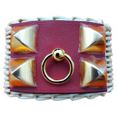 Hermès Cuff Bracelet CDC Medor Picnic Wiker Rouge Grenat Ghw S.3