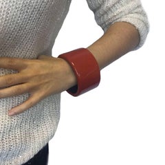 HERMES Cuff Bracelet in Dark orange Lacquered Wood