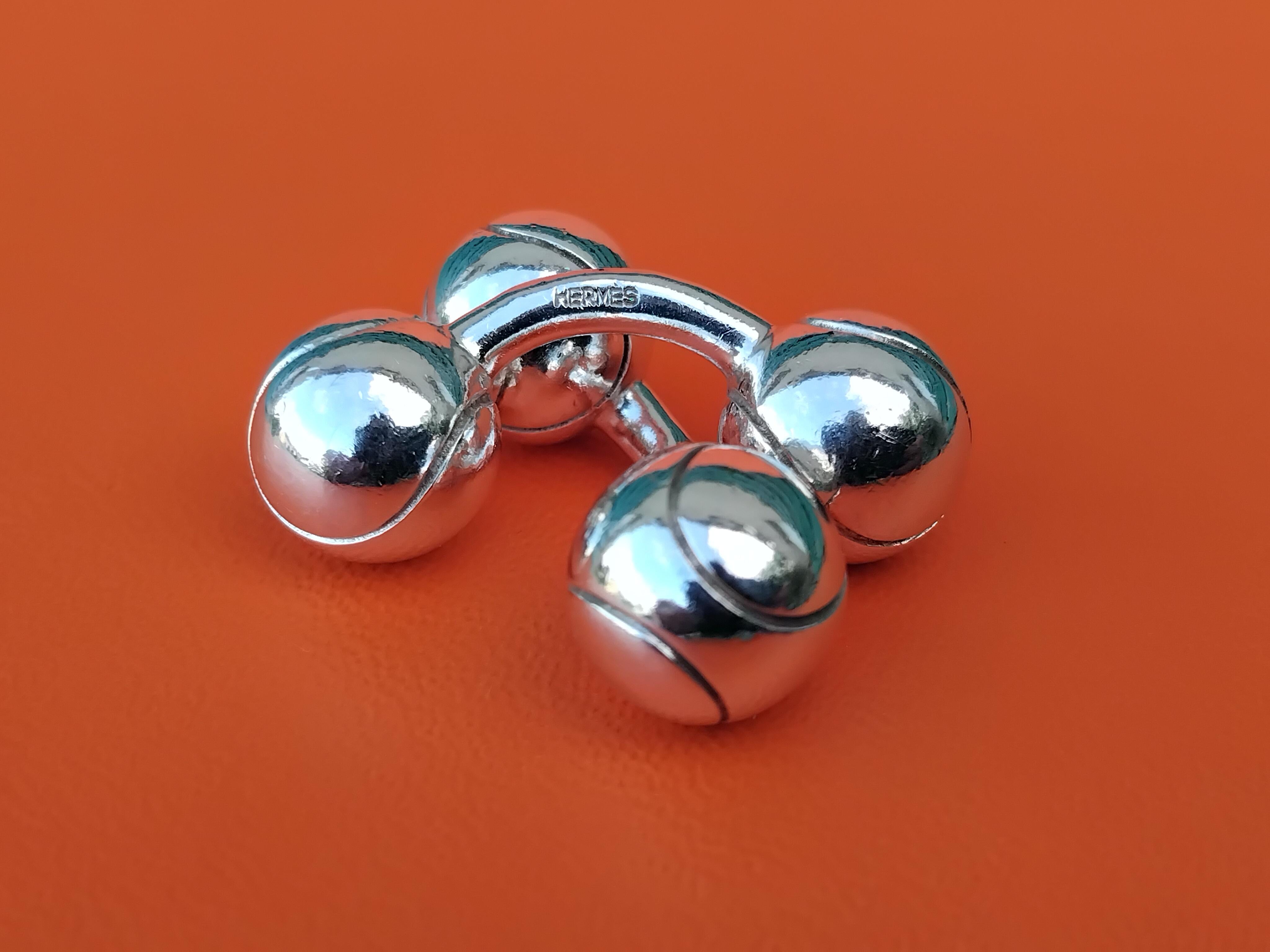 Hermès Cufflinks Tennis Balls Shaped Sterling Silver For Sale 1