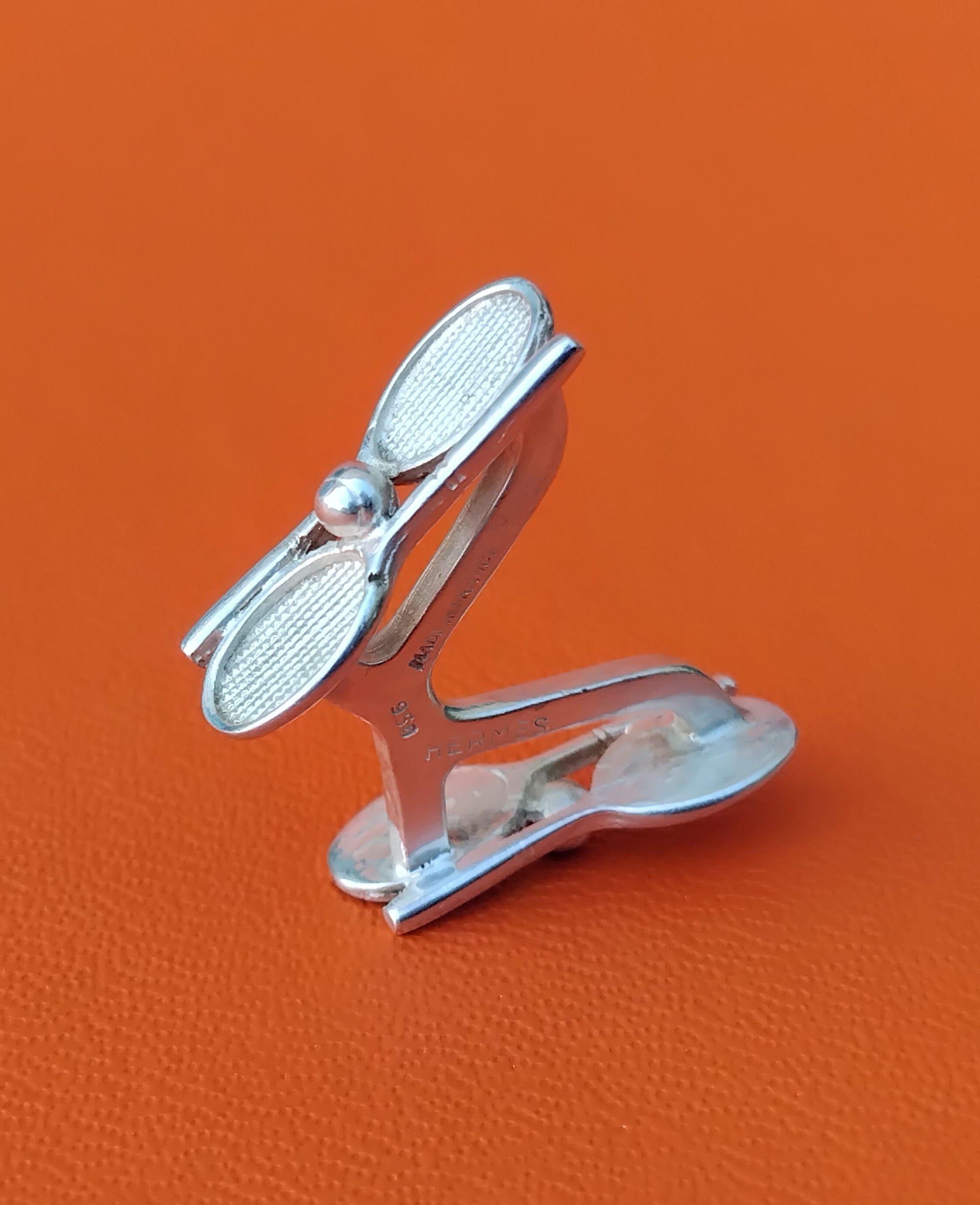 Boutons de manchette Hermès Tennis Racquets and Balls Sterling Silver en vente 10