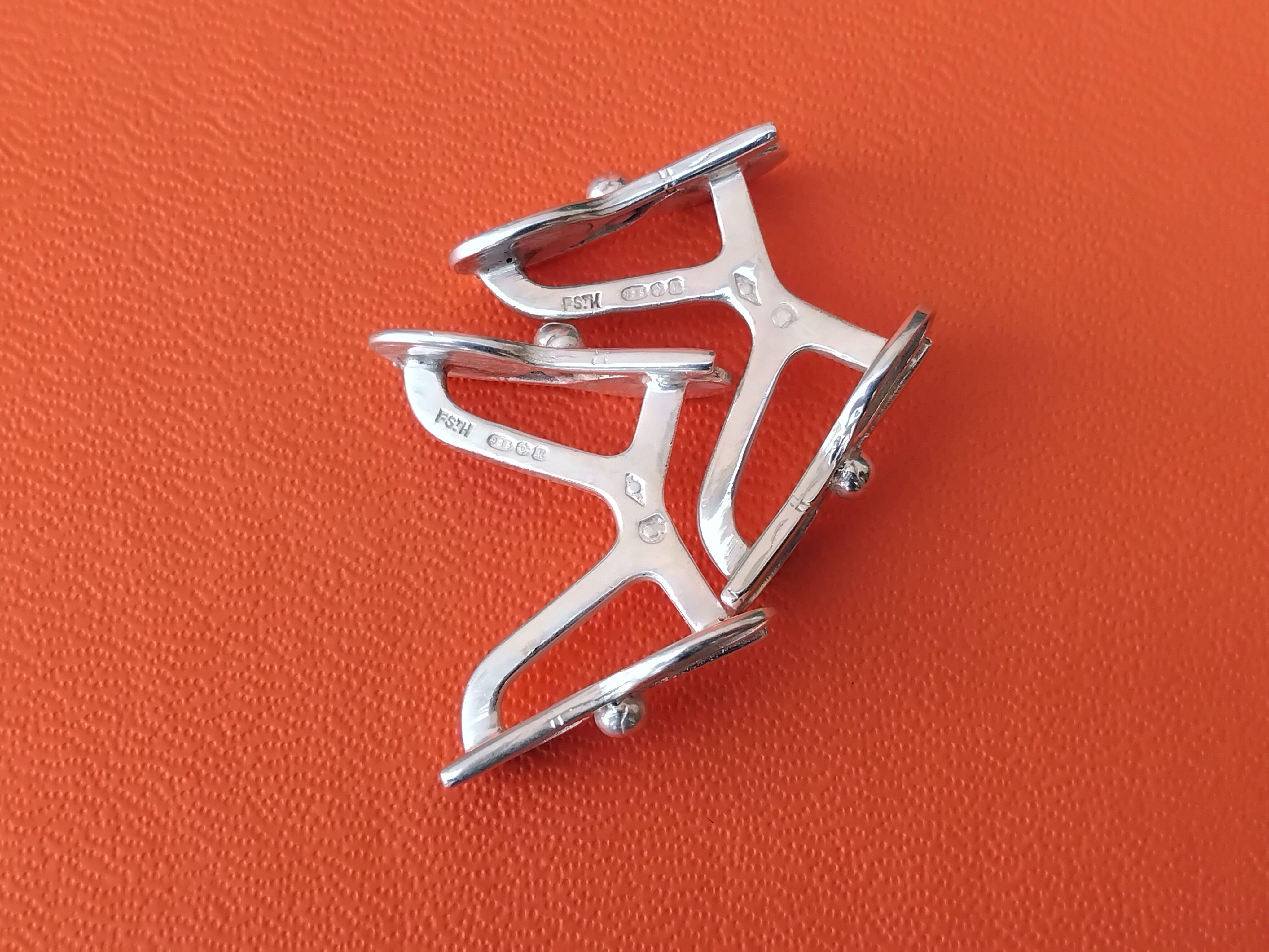 Boutons de manchette Hermès Tennis Racquets and Balls Sterling Silver en vente 11