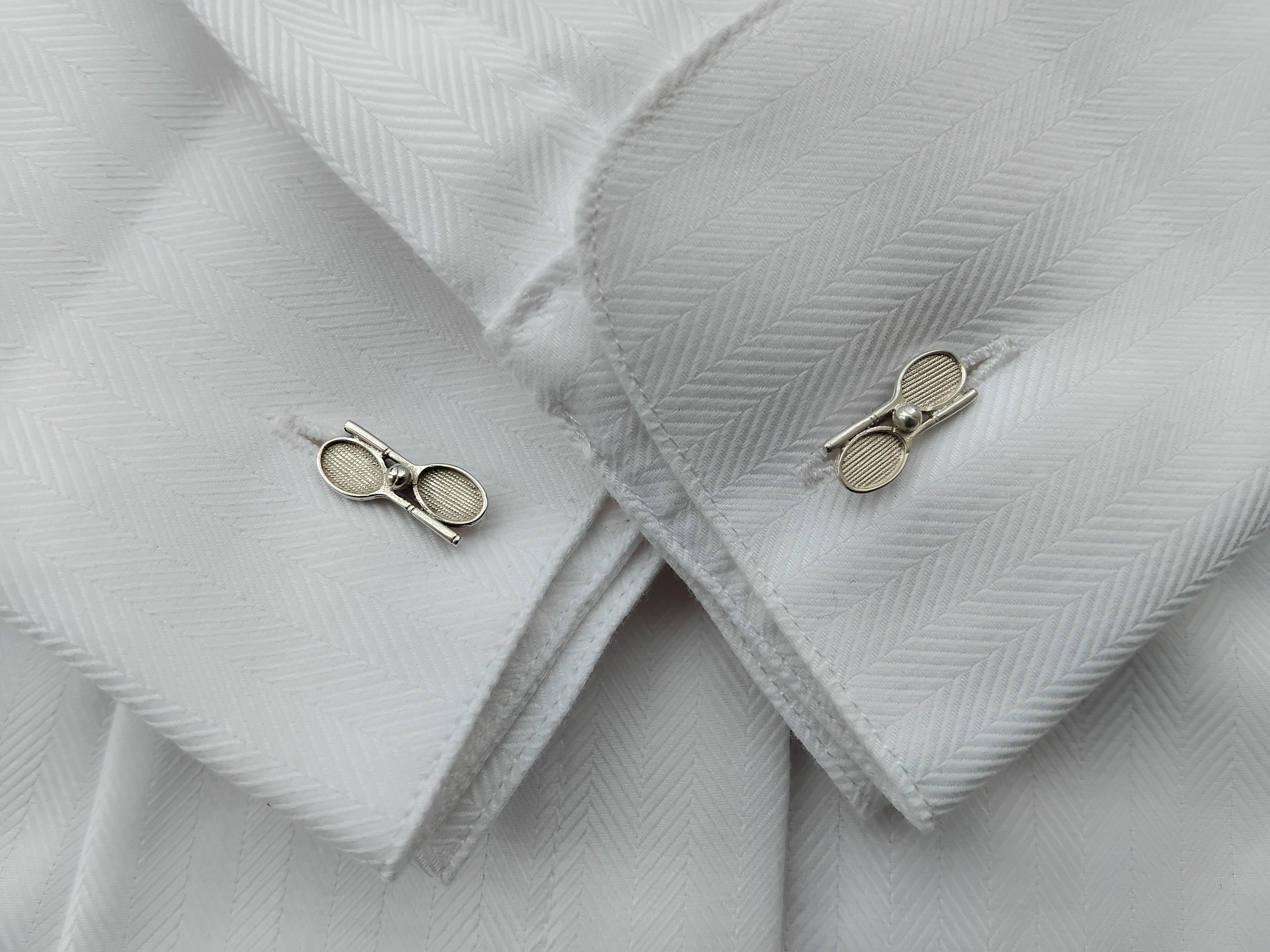 Boutons de manchette Hermès Tennis Racquets and Balls Sterling Silver en vente 15