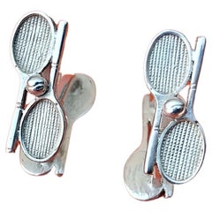 Used Hermès Cufflinks Tennis Racquets and Balls Sterling Silver