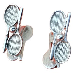 Gemelli Hermès Racchette e Palline da Tennis in Argento Sterling