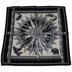 Hermes "Cuillers d'Afrique" Black Silk Scarf